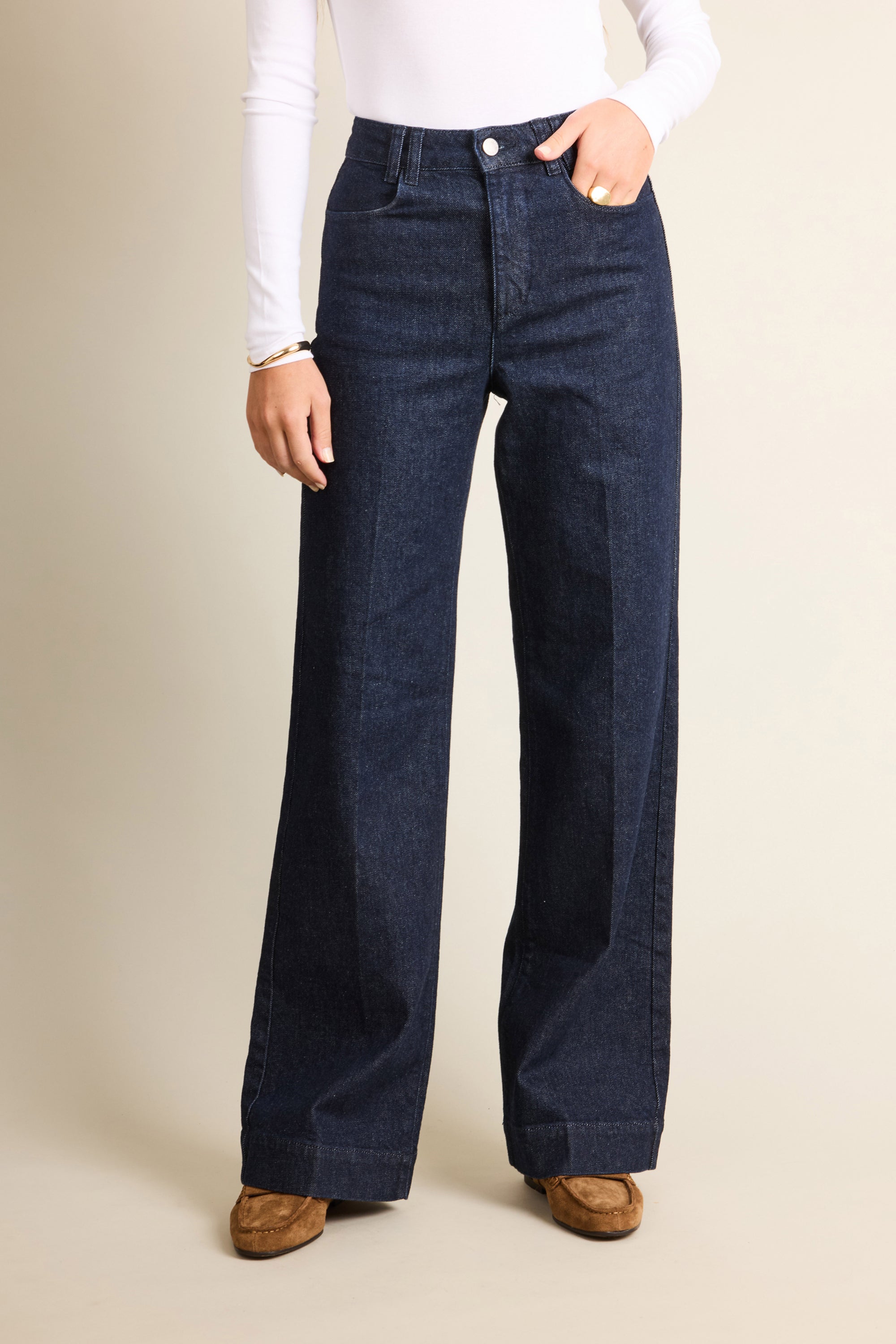 le-pantalon-jeans-femme-wideleg-brut-jean-taille-haute-coton image 1