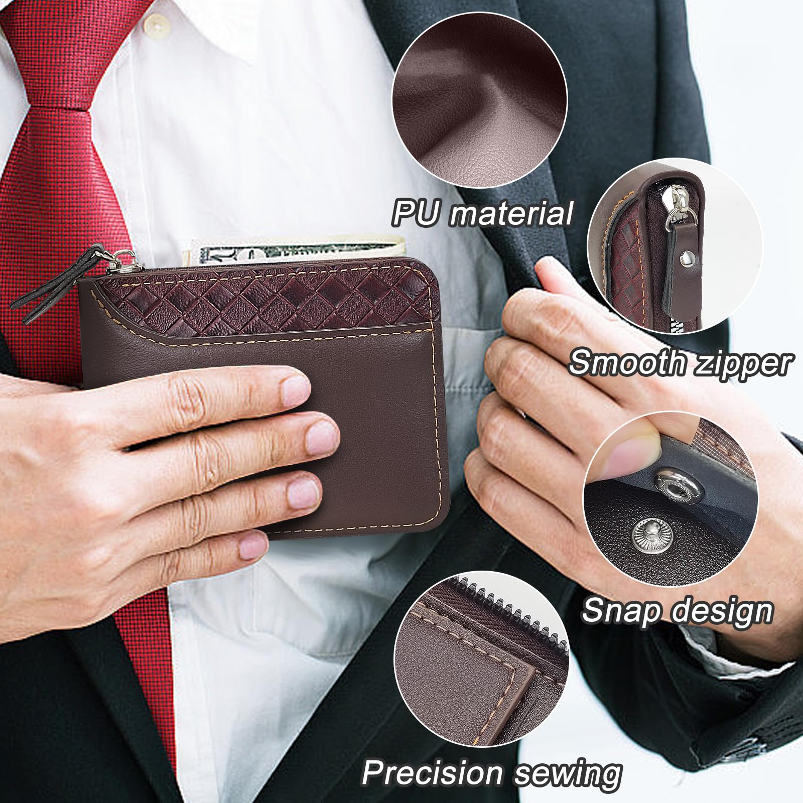 adistylinno-men-s-wallet-portefeuille-homme-marron-zip-losange image 3