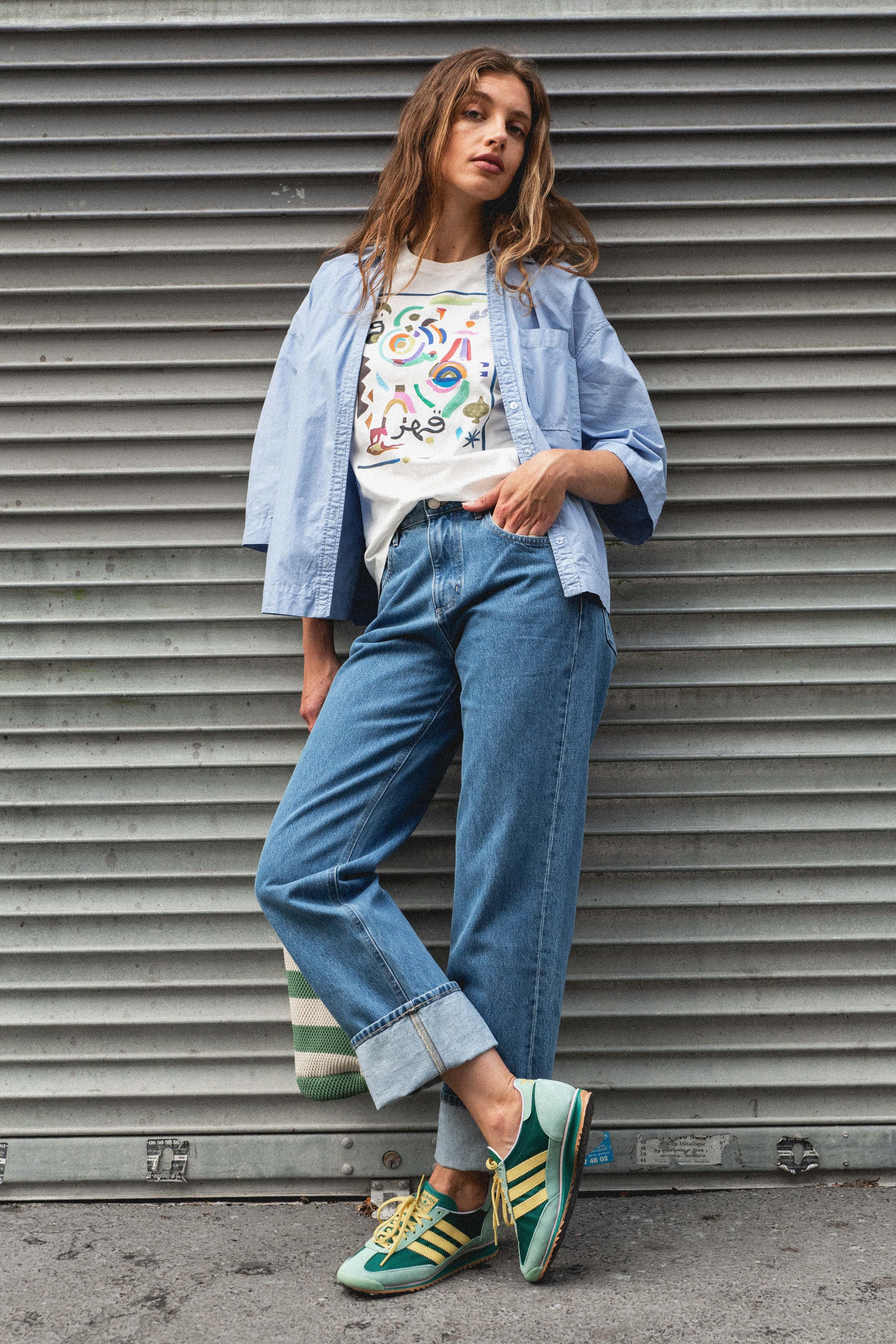 le-pantalon-jeans-femme-jean-boyfriend-middle-blue-coton image 2