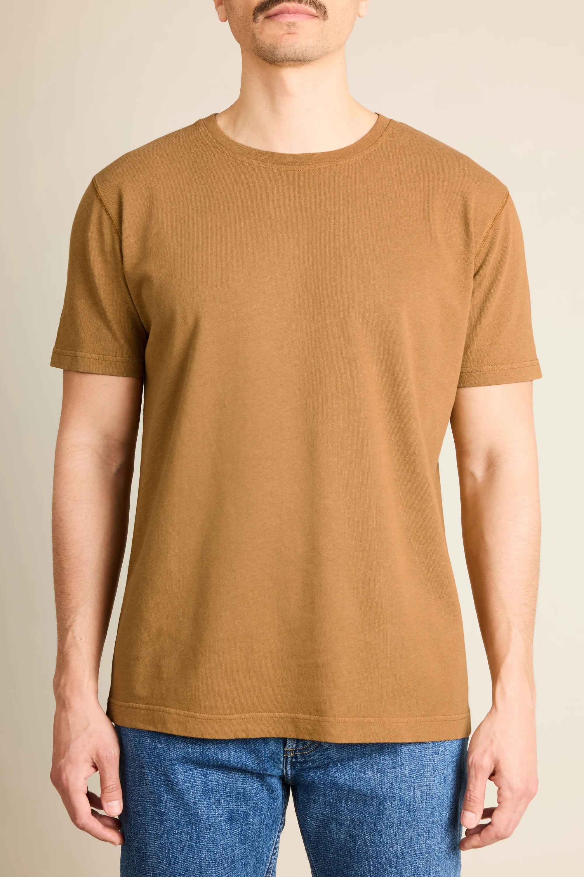 le-pantalon-tee-shirt-coton-lin-caramel-t-shirt-col-rond image 3