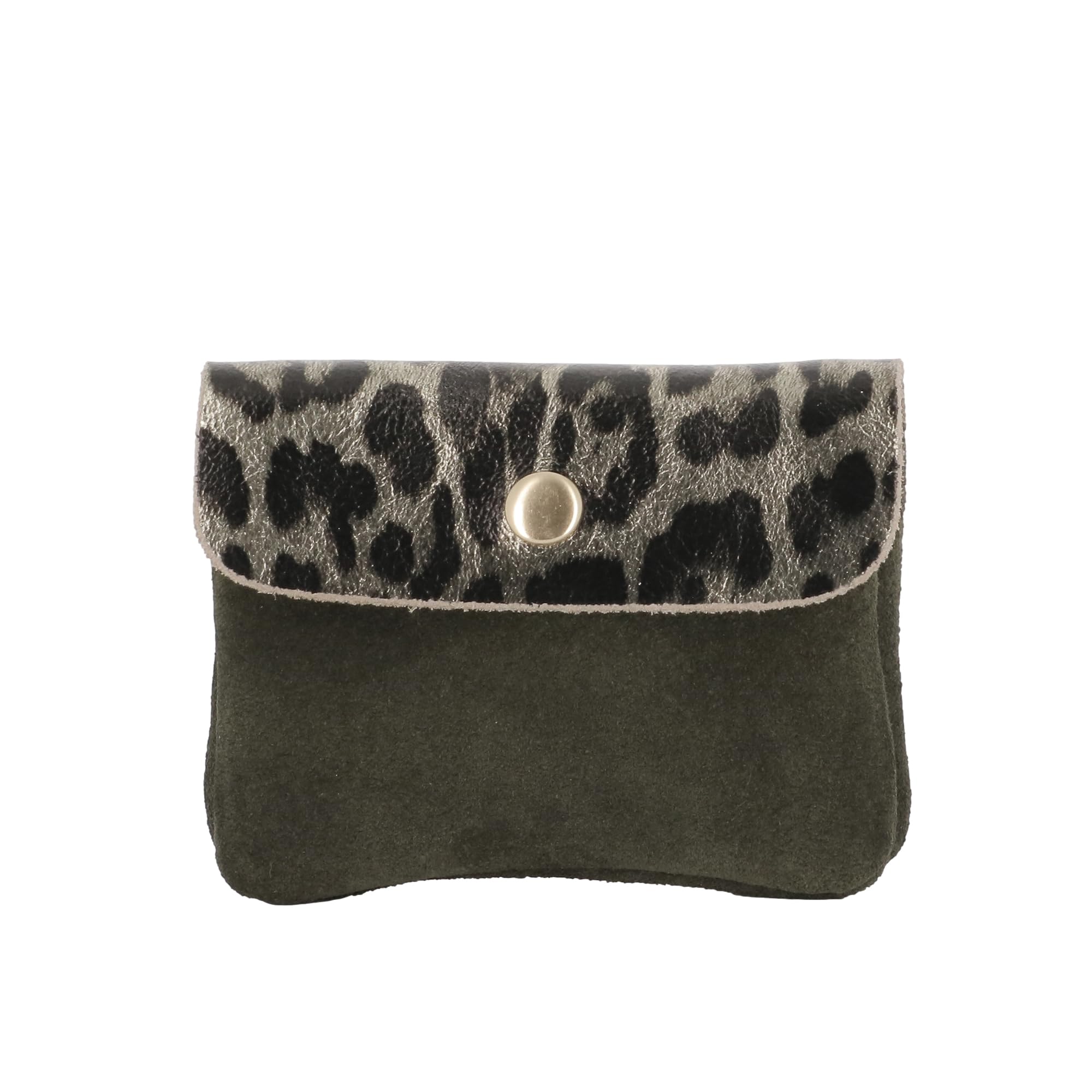 double-tree-porte-monnaie-cuir-kaki-l-opard-bi-mati-re image 1