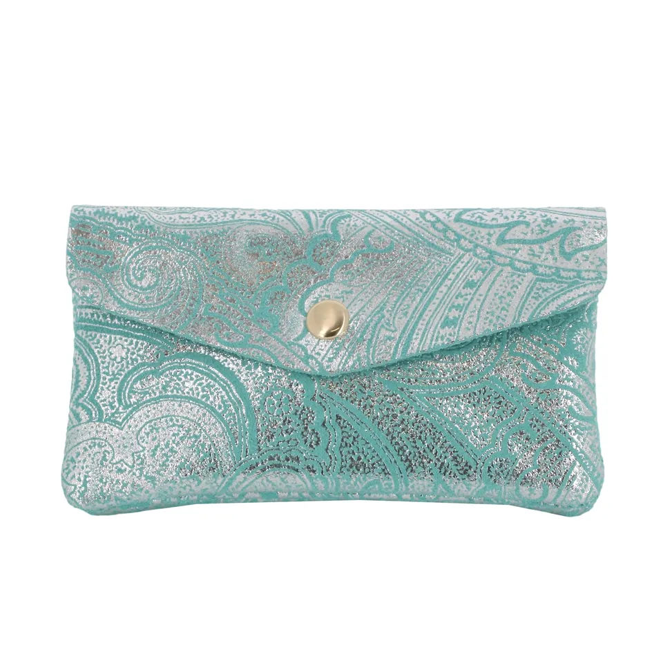 double-tree-porte-monnaie-cuir-mi-long-turquoise-baroque image 1