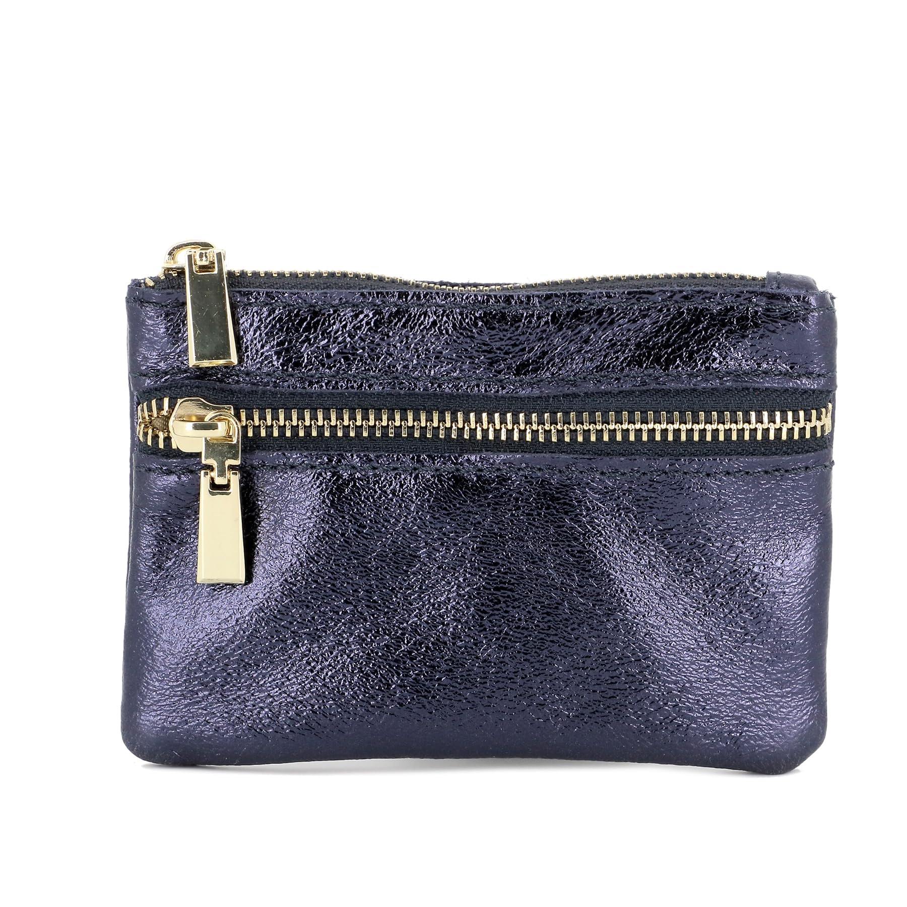 double-tree-porte-monnaie-cuir-bleu-iris-femme image 1