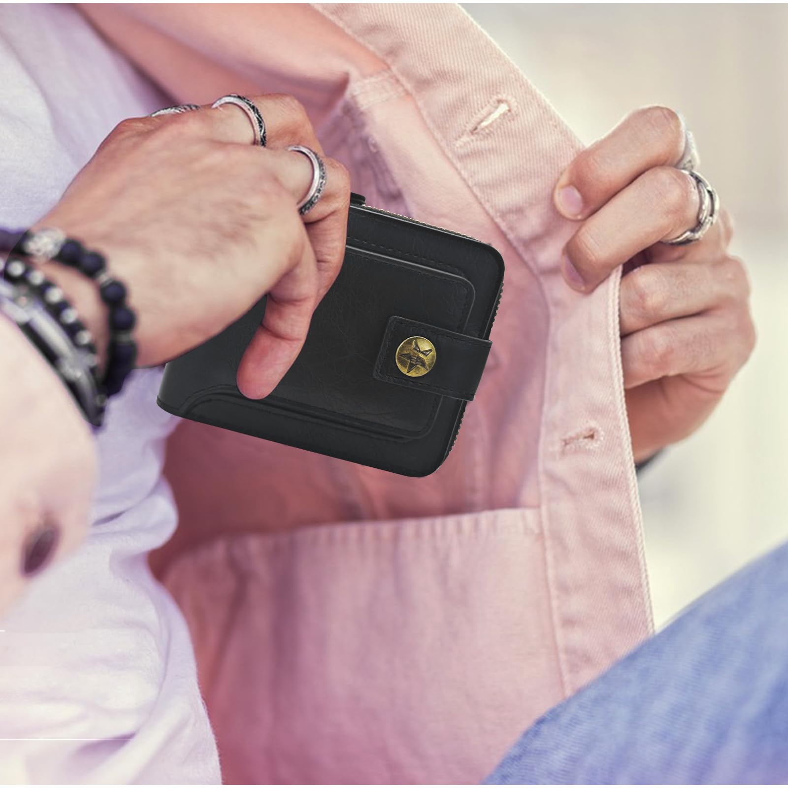 adistylinno-men-s-wallet-portefeuille-homme-noir-zip-9-cartes image 7