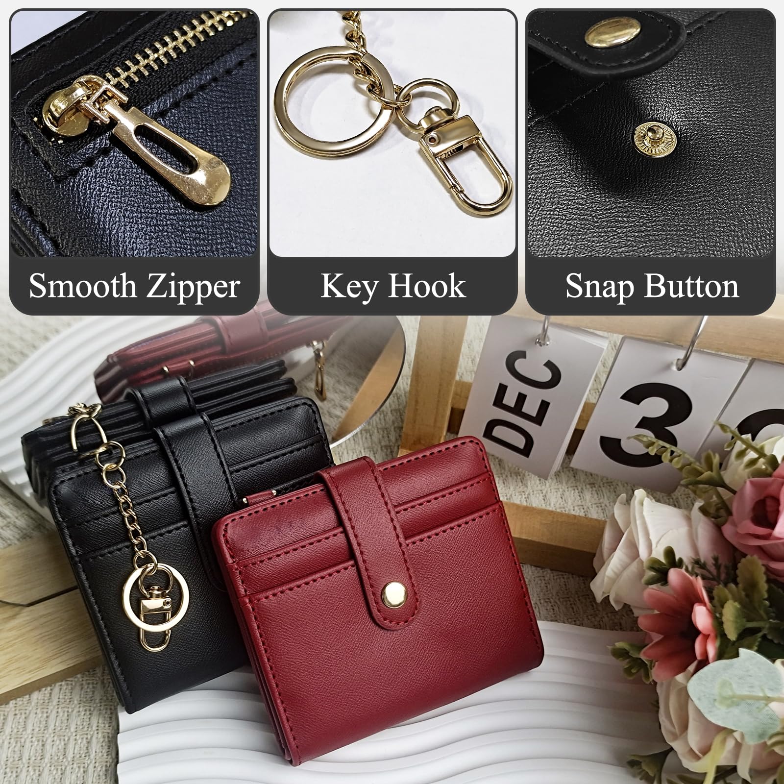 adistylinno-women-s-wallet-portefeuille-femme-noir-8-cartes image 3