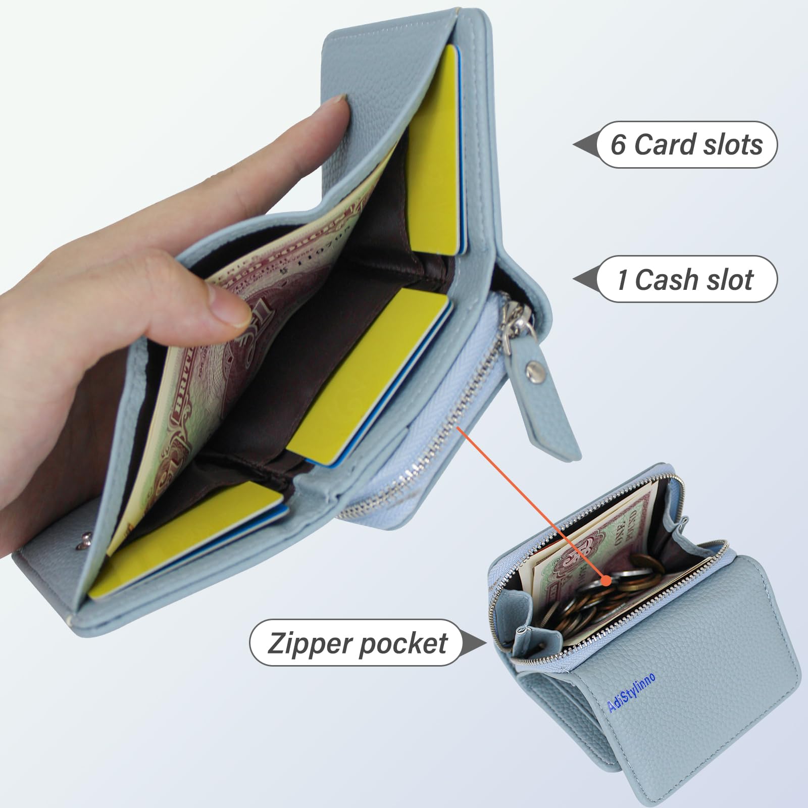 adistylinno-women-s-wallet-mini-portefeuille-triple-bouton-2 image 2