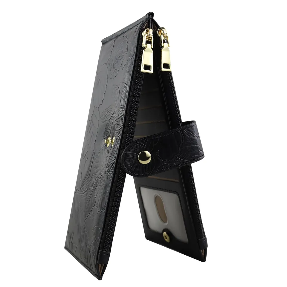 adistylinno-women-s-wallet-portefeuille-femme-noir-rfid-16-cartes image 1