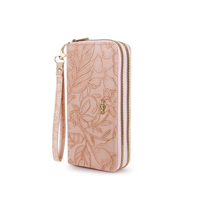 adistylinno-women-s-wallet-portefeuille-rose-double-zip-pu image 1