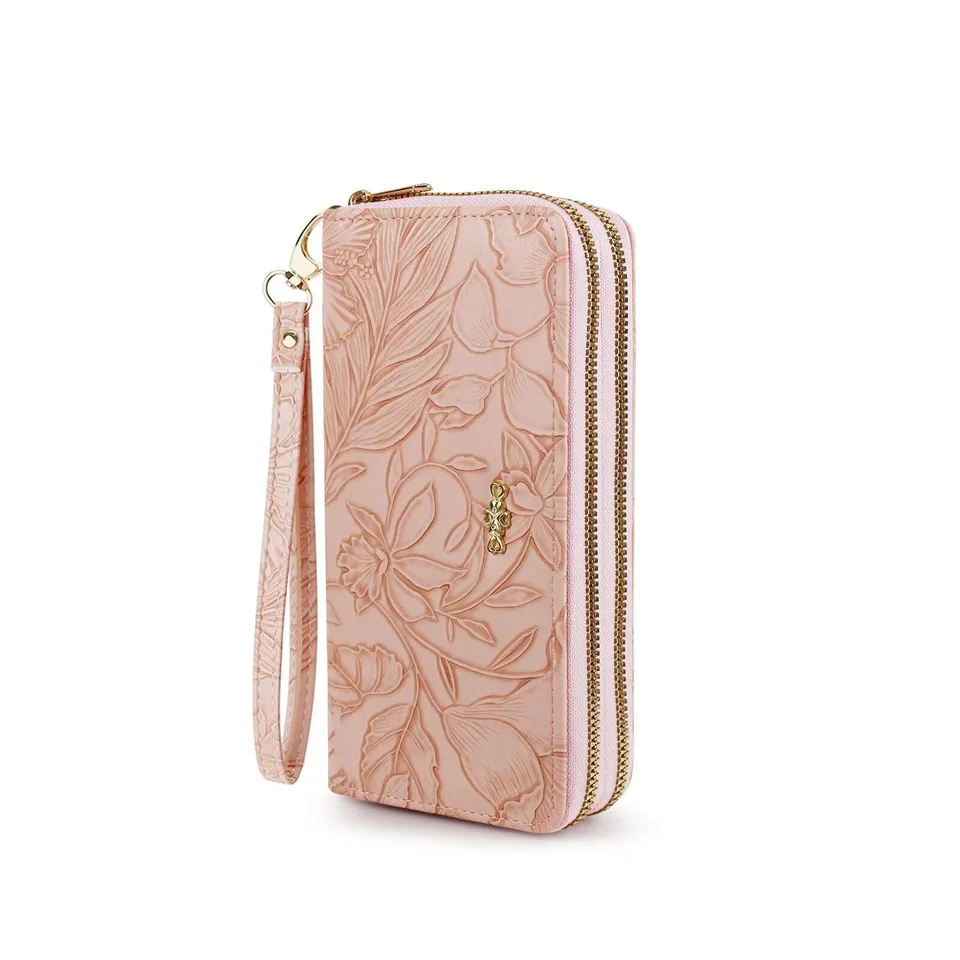adistylinno-women-s-wallet-portefeuille-rose-double-zip-pu image 1