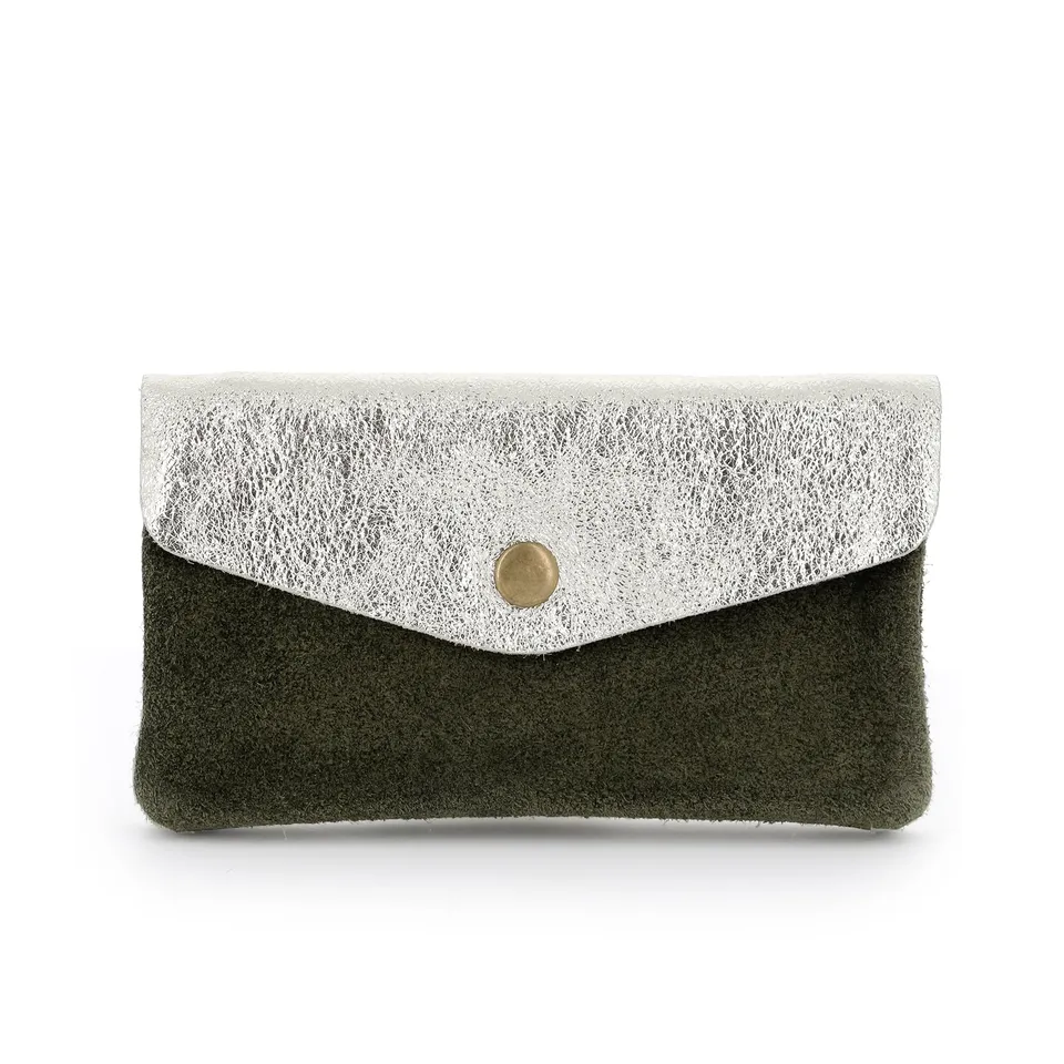 double-tree-porte-monnaie-cuir-portefeuille-femme-kaki image 1