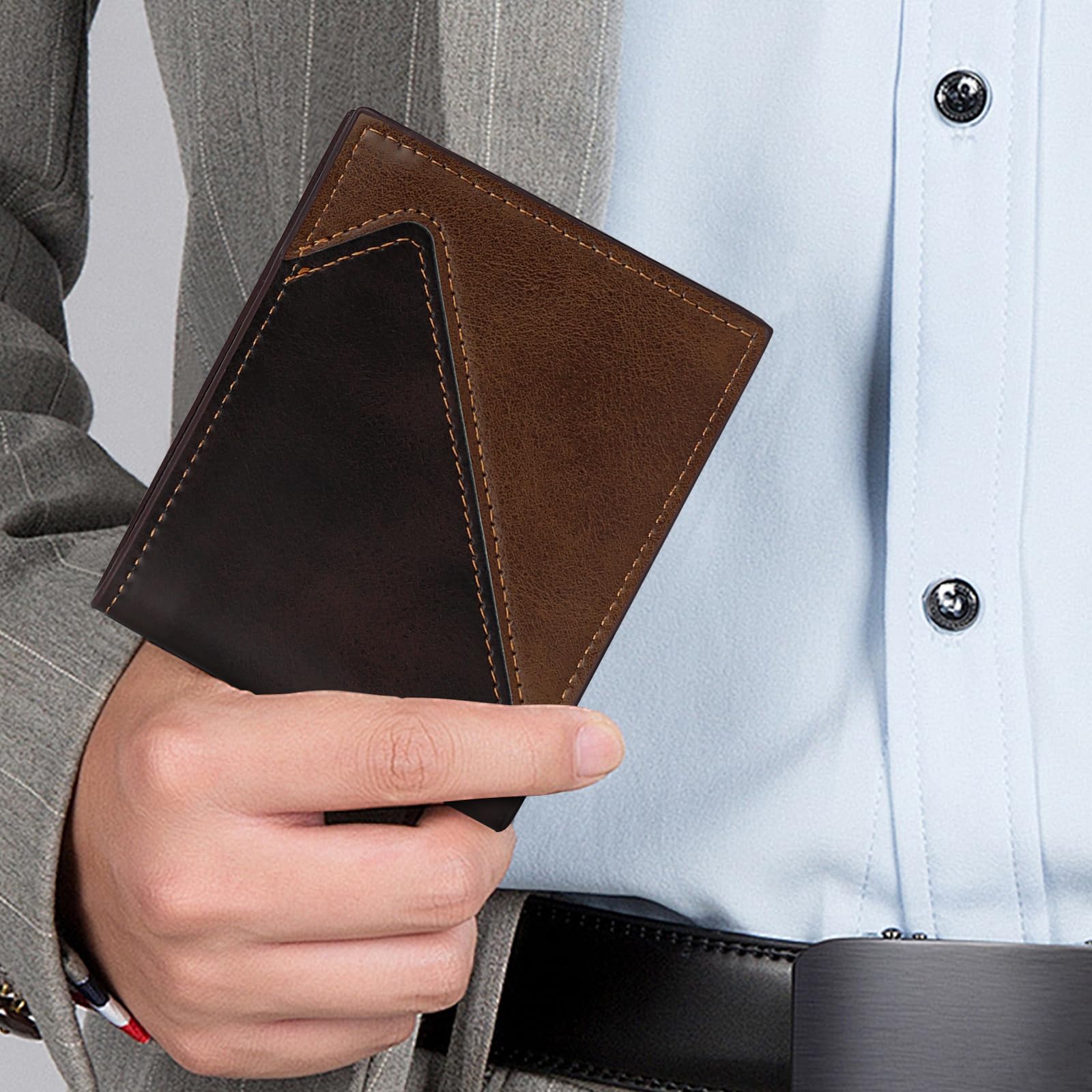 adistylinno-men-s-wallet-portefeuille-homme-marron-monnaie-zip image 5