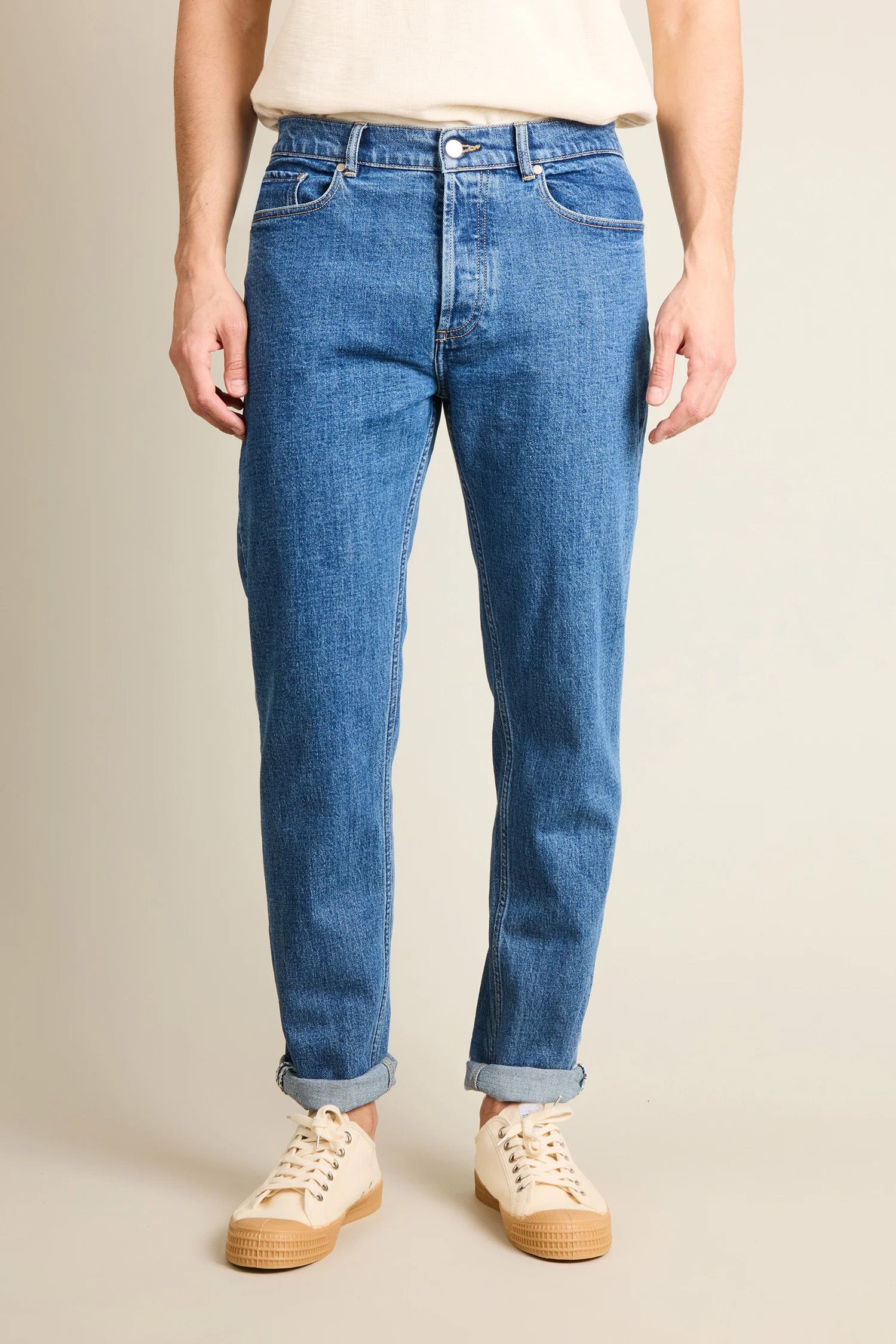 le-pantalon-jeans-homme-jean-classique-bleu-vintage-coton image 1