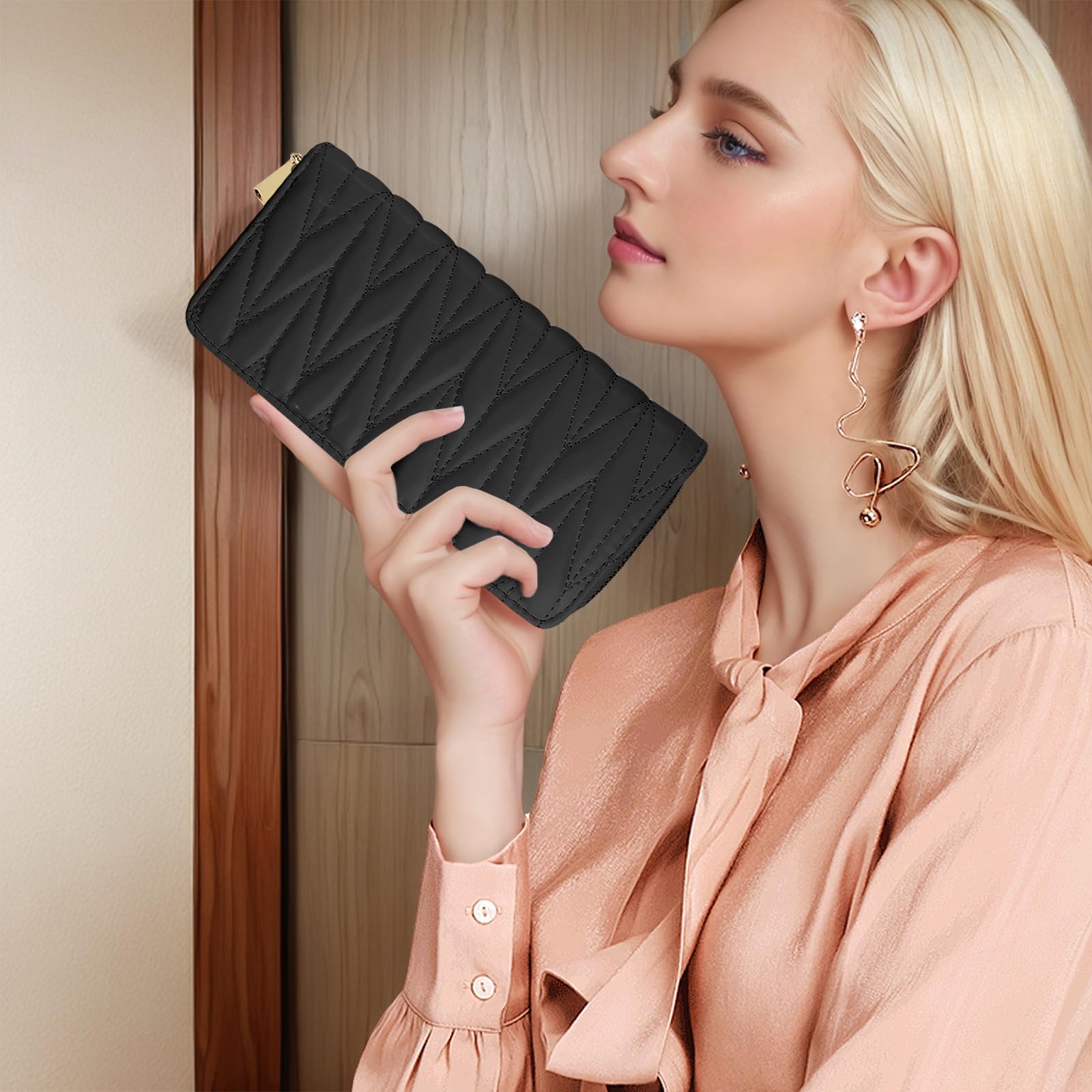 adistylinno-women-s-wallet-portefeuille-femme-noir-grand-8-cartes image 6