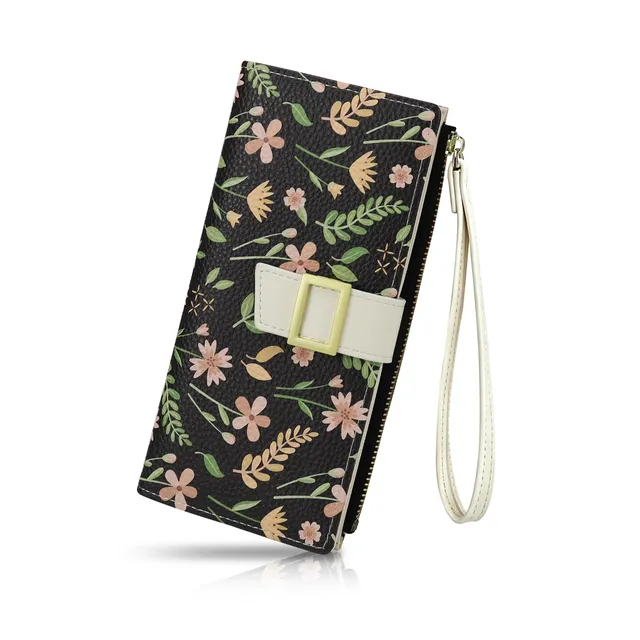 adistylinno-portefeuille-femme-noir-long-12-cartes-zip-fleur image 1