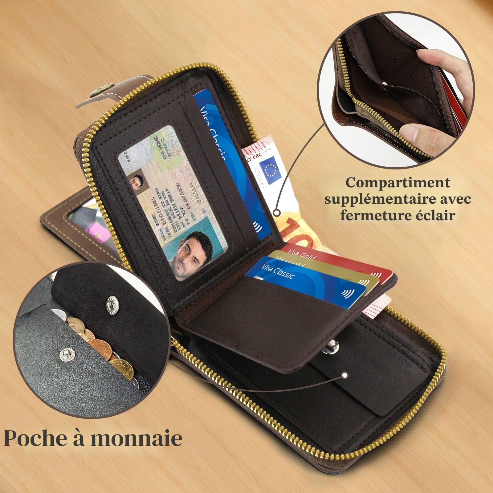 adistylinno-men-s-wallet-portefeuille-homme-noir-zip-9-cartes image 5