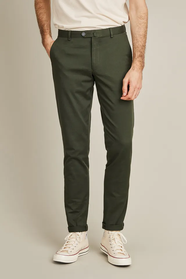 le-pantalon-chinos-homme-chino-vert-sapin-coton-semi-slim image 1