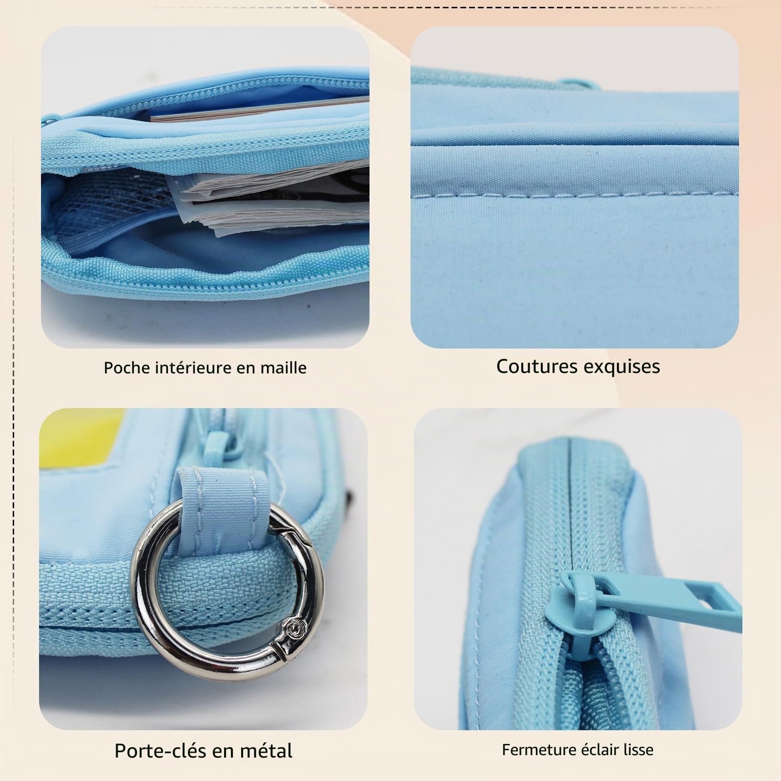 adistylinno-change-purse-porte-monnaie-femme-noir-nylon-zip image 3