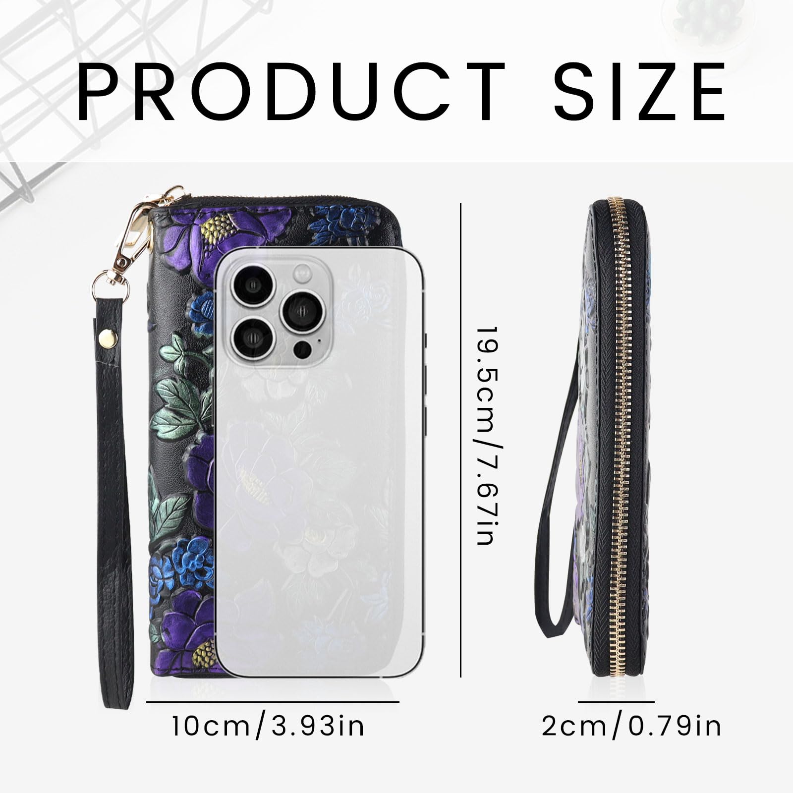 adistylinno-women-s-wallet-portefeuille-floral-noir-bracelet-8-cartes image 2