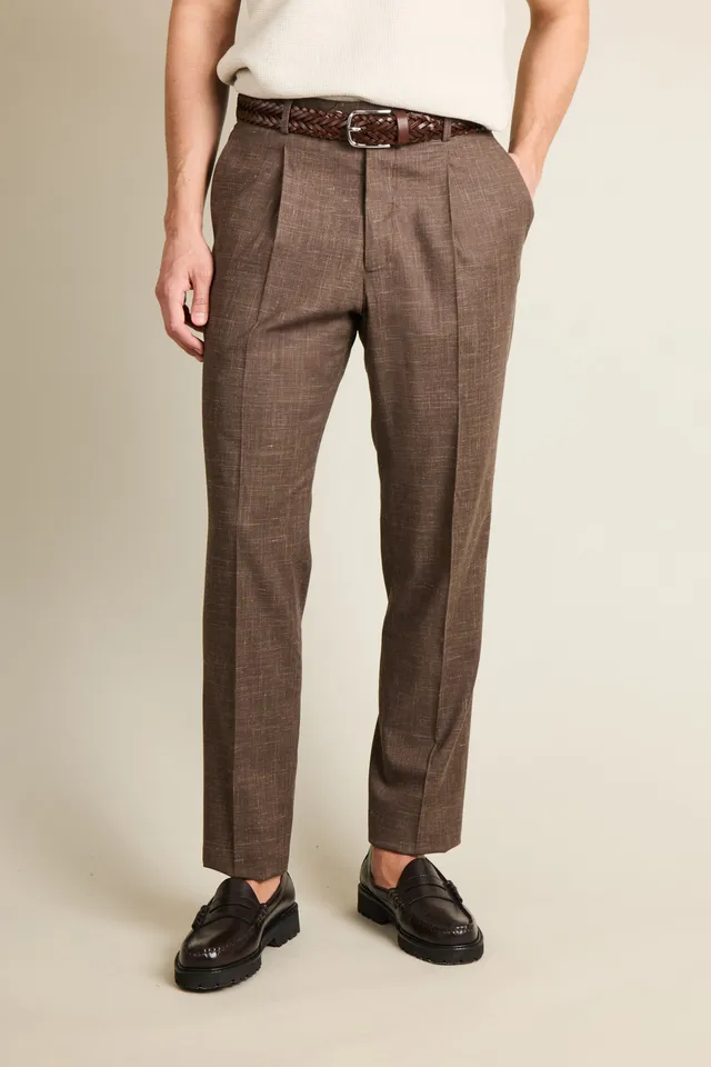 le-pantalon-pantalons-pinces-homme-fm-lpp-13-pantalon-marron-l-ger image 1