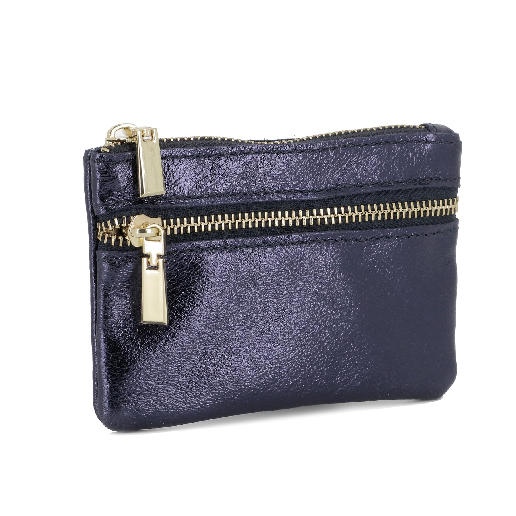 double-tree-porte-monnaie-cuir-bleu-iris-femme image 2