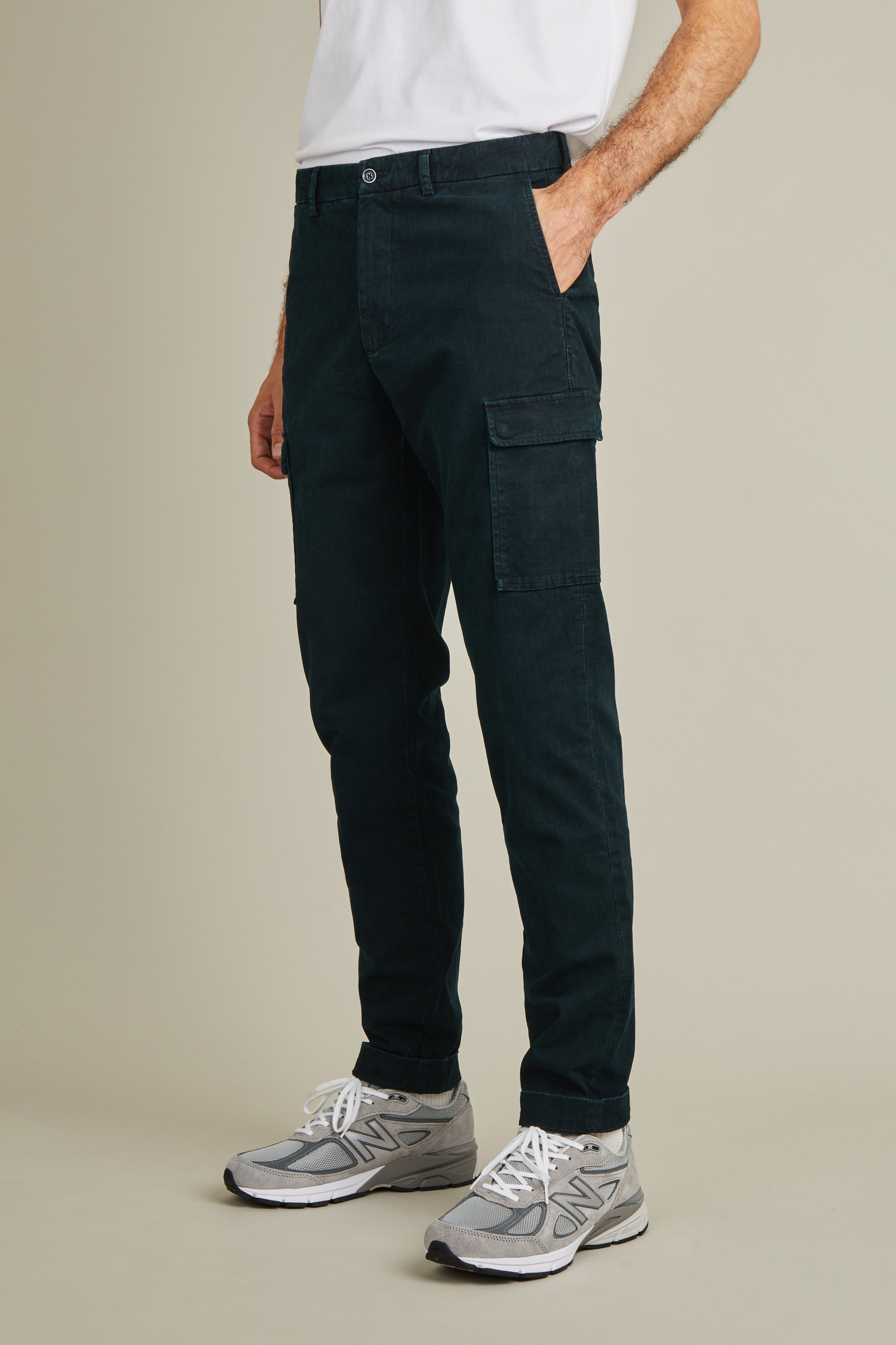 le-pantalon-fm-lpcar-4-cargo-vert-coupe-carotte-stretch image 2
