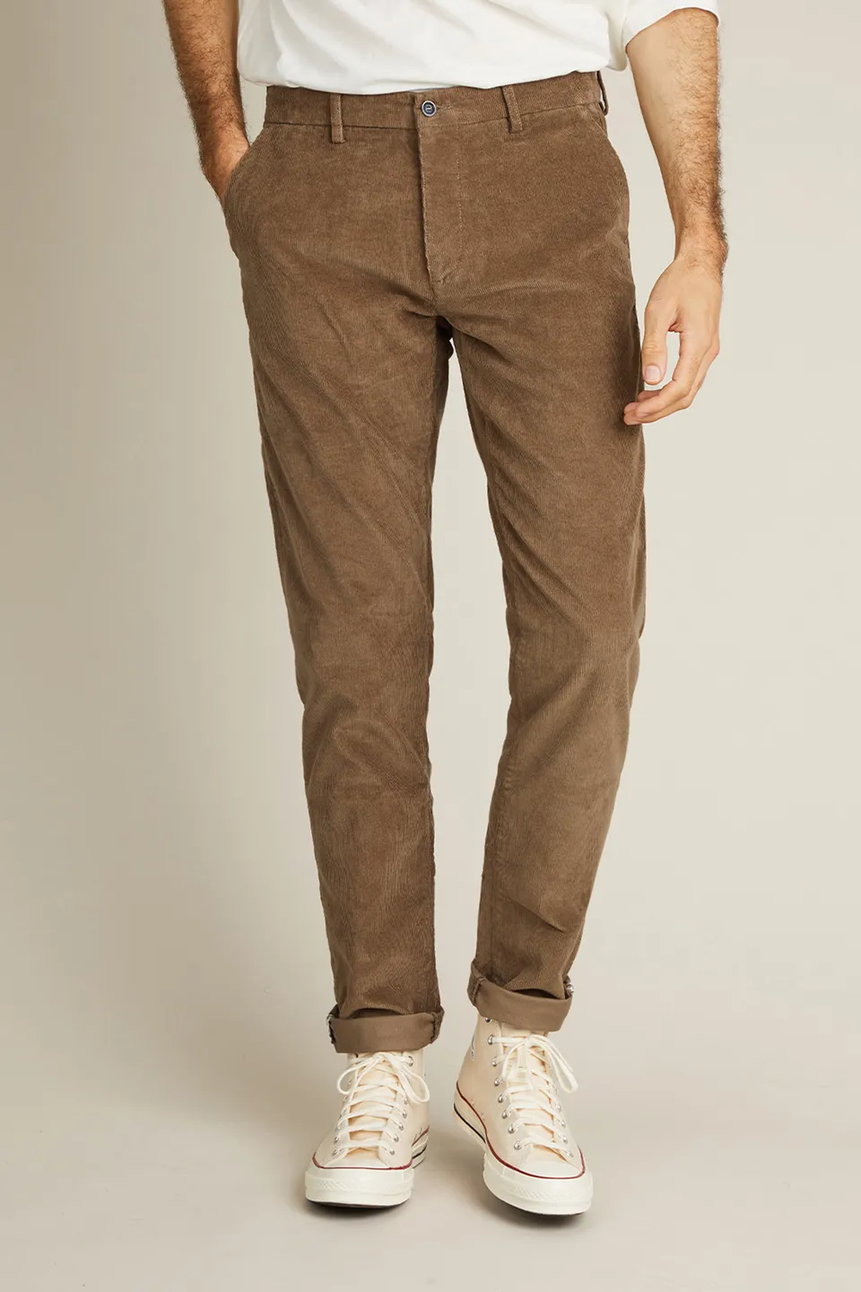 le-pantalon-velours-chino-homme-tabac-semi-slim-chaud image 1