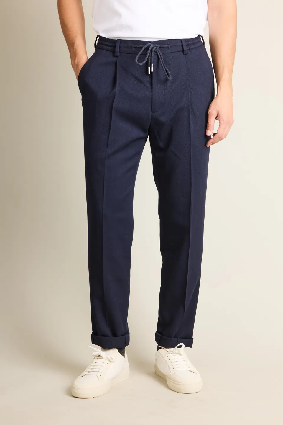 le-pantalon-jogging-homme-jogpant-chevron-bleu-marine-laine image 1