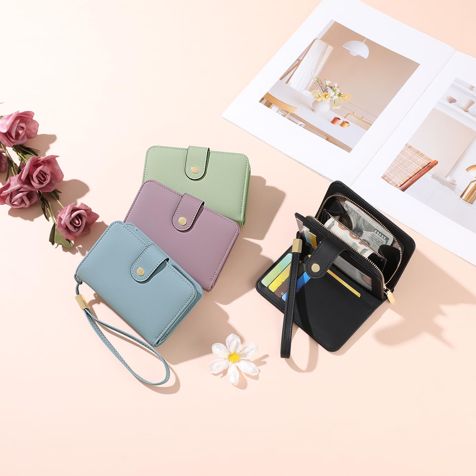 gaekeao-women-s-small-wallet-portefeuille-petit-vert-rfid image 8