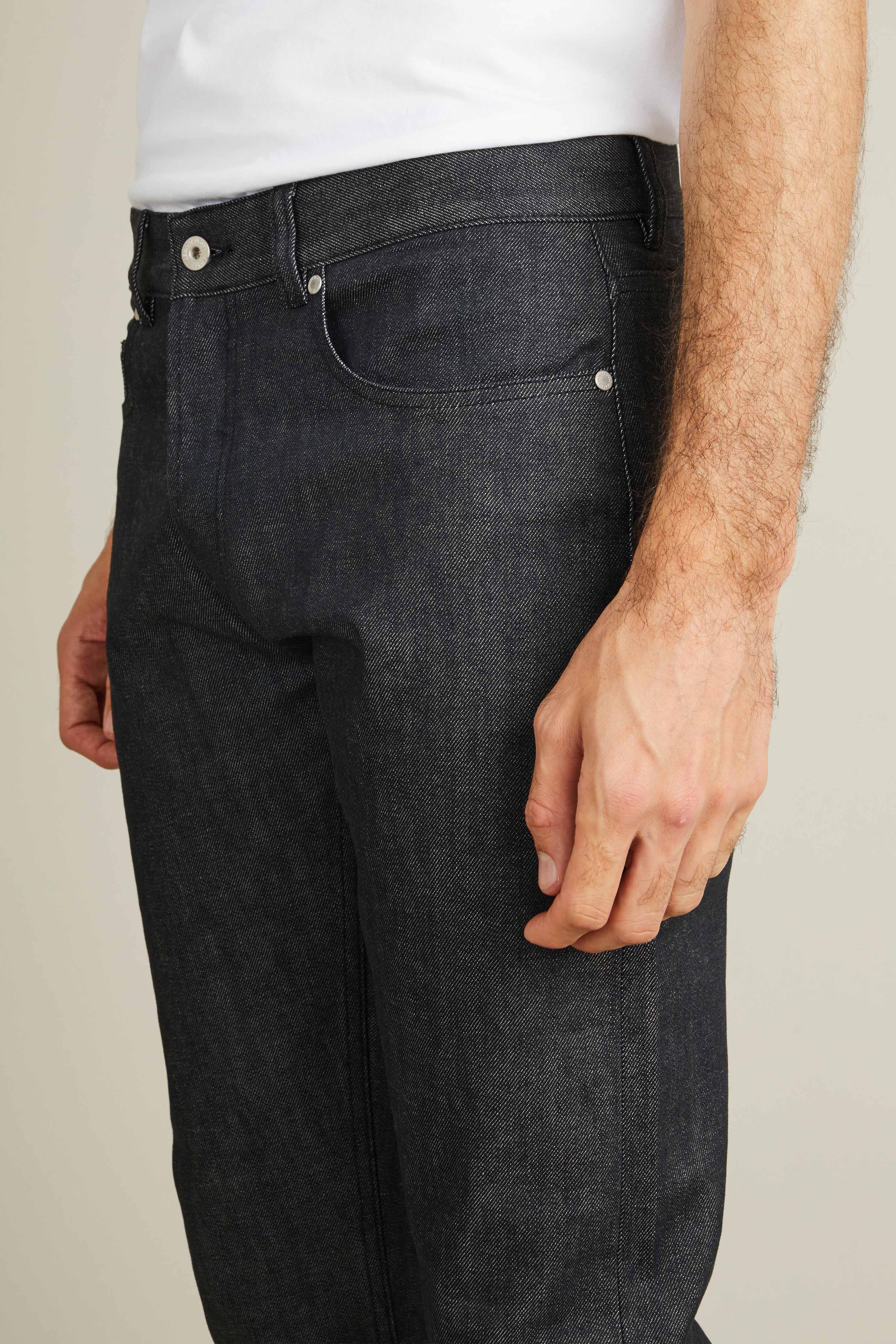 le-pantalon-jean-selvedge-noir-homme-coton-bio-14-oz image 2