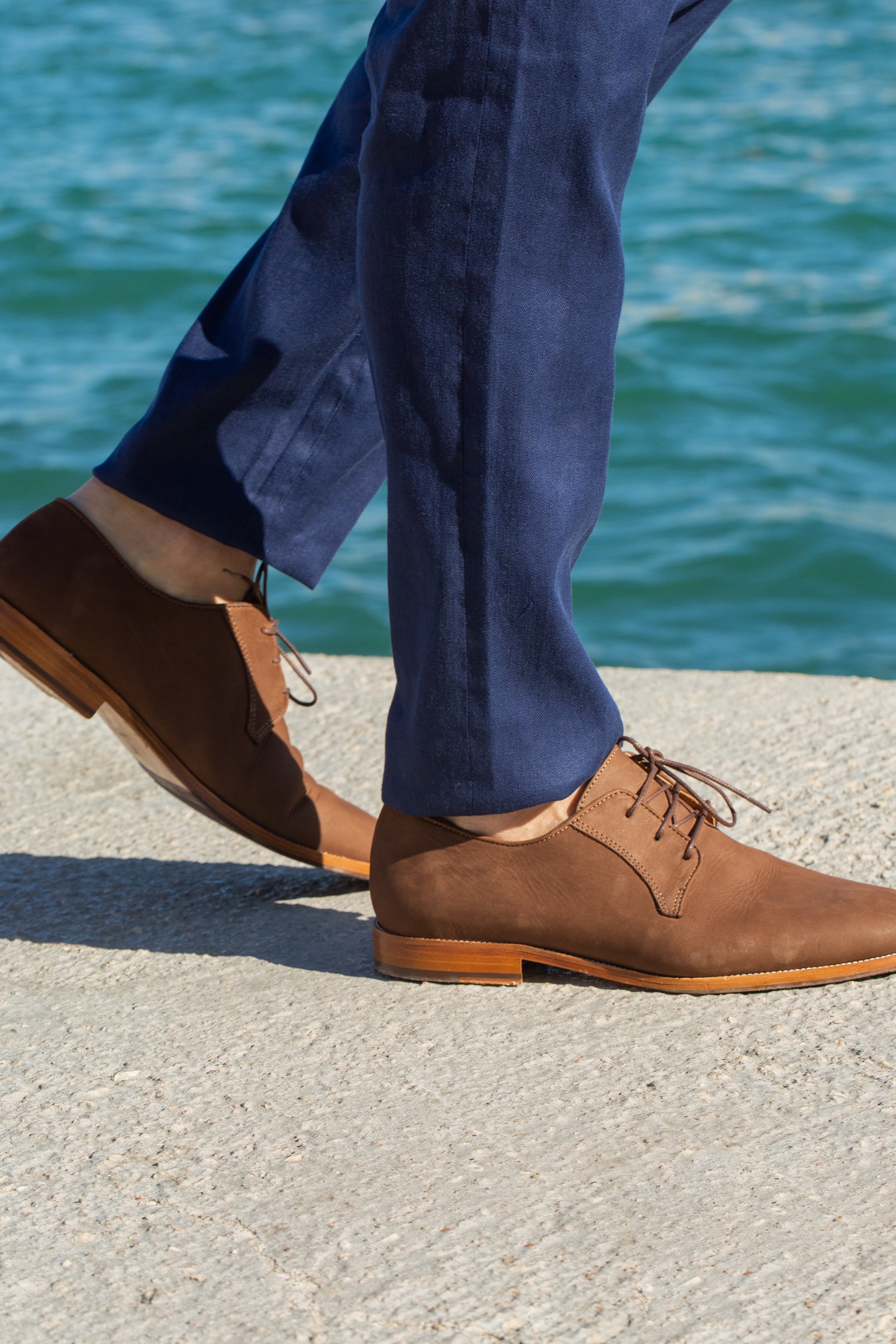 le-pantalon-chino-pantalon-coton-lin-bleu-semi-slim image 6
