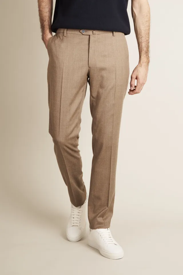 le-pantalon-flanelle-stretch-camel-pantalon-laine-m-rinos image 1
