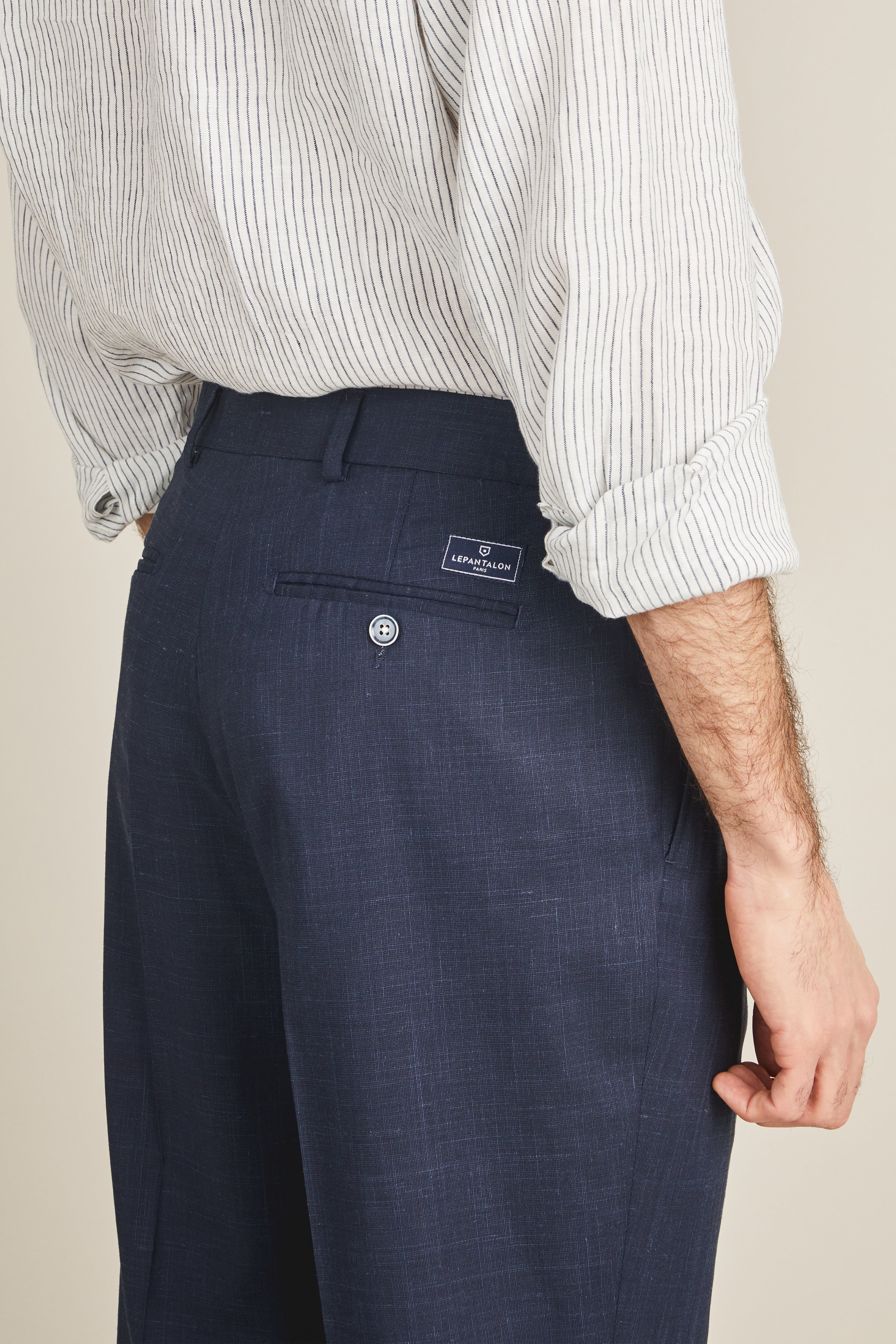 le-pantalon-pantalon-pinces-bleu-marine-homme-lin-l-ger image 8