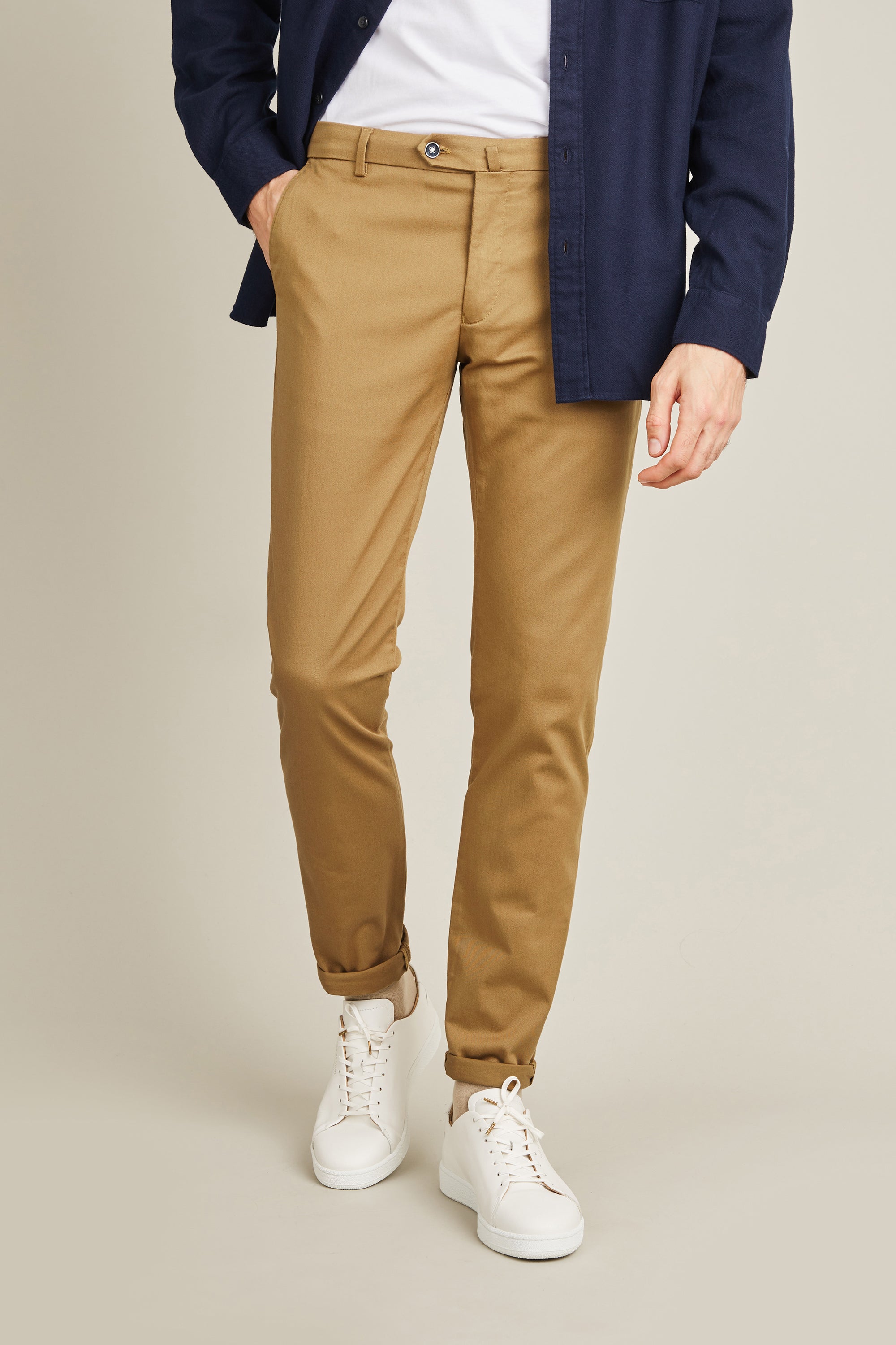 le-pantalon-chinos-homme-fm-lpc-38-chino-beige-fonc-coton image 1