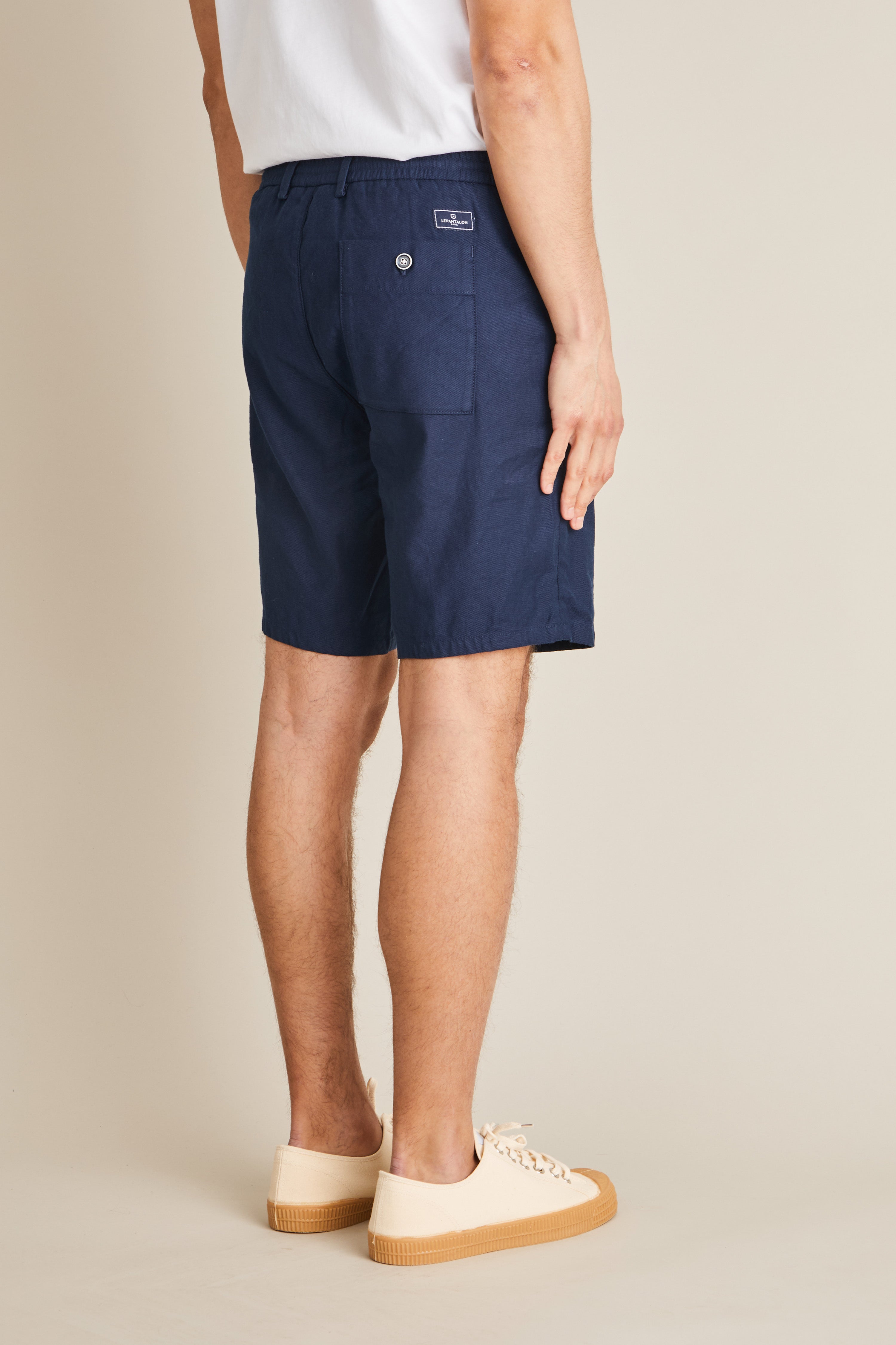 le-pantalon-bermuda-coton-lin-bleu-marine-short-homme-lin image 5