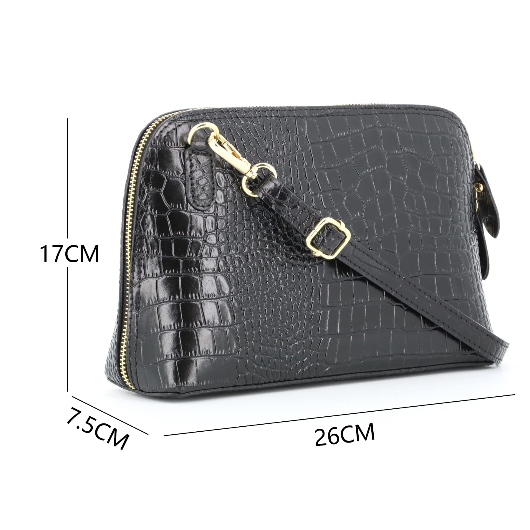 double-tree-sac-bandouli-re-cuir-d-me-croco-noir image 2