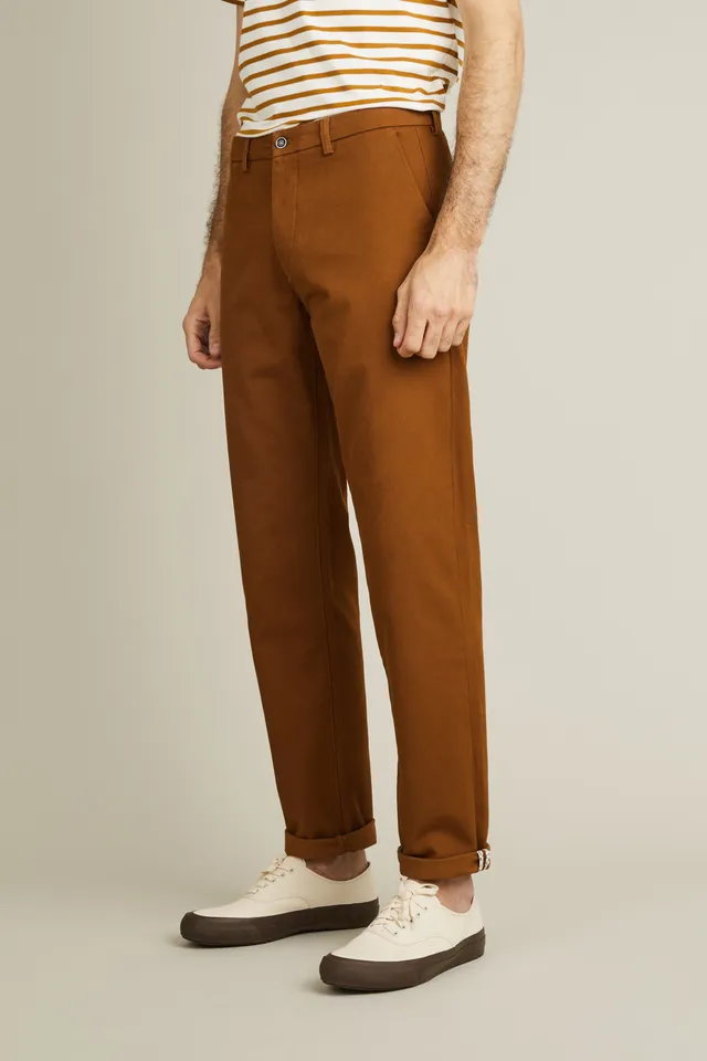 le-pantalon-chinos-homme-chino-droit-camel-coton image 1