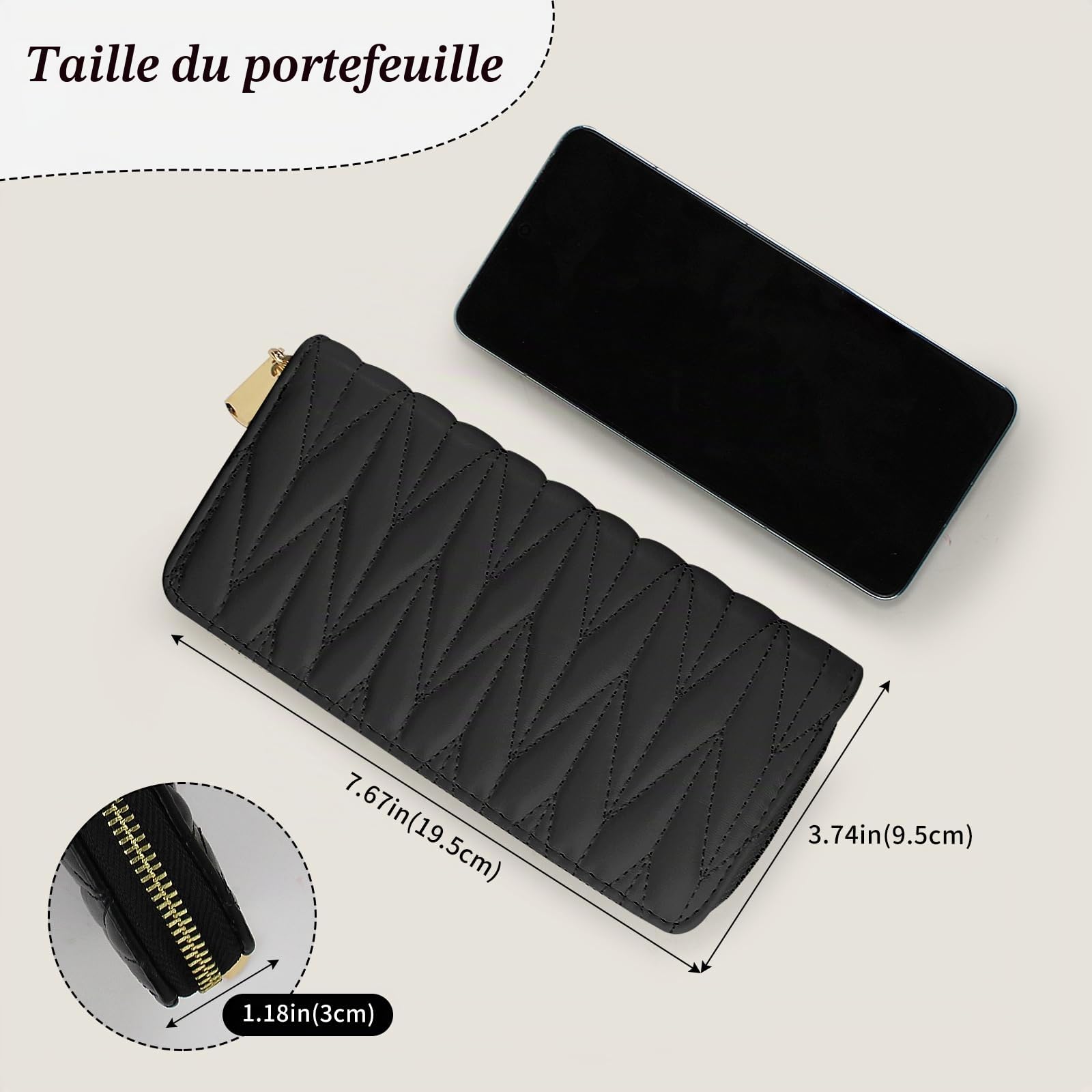 adistylinno-women-s-wallet-portefeuille-femme-noir-grand-8-cartes image 2