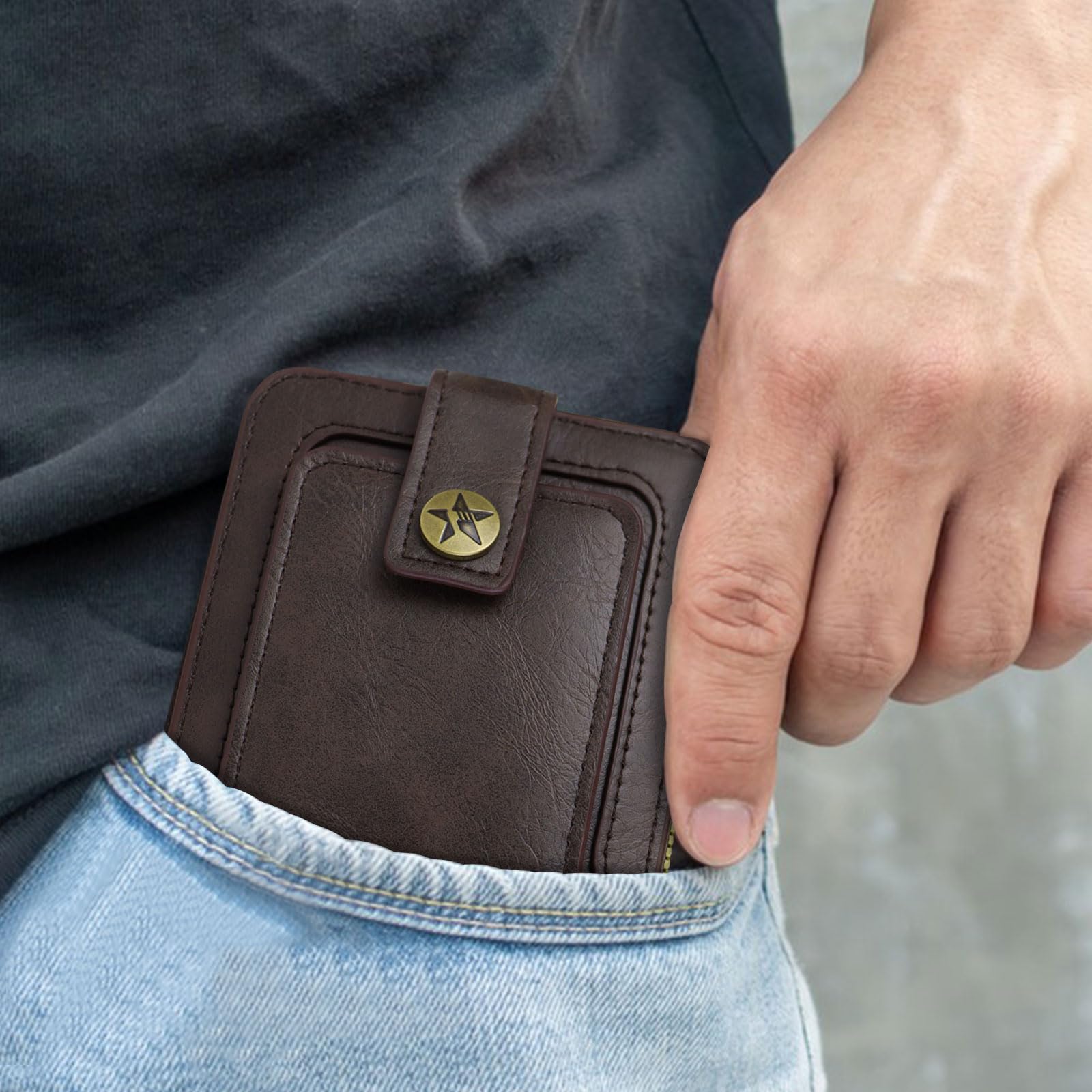 adistylinno-men-s-wallet-portefeuille-homme-marron-fonc-zip-8-cartes image 5