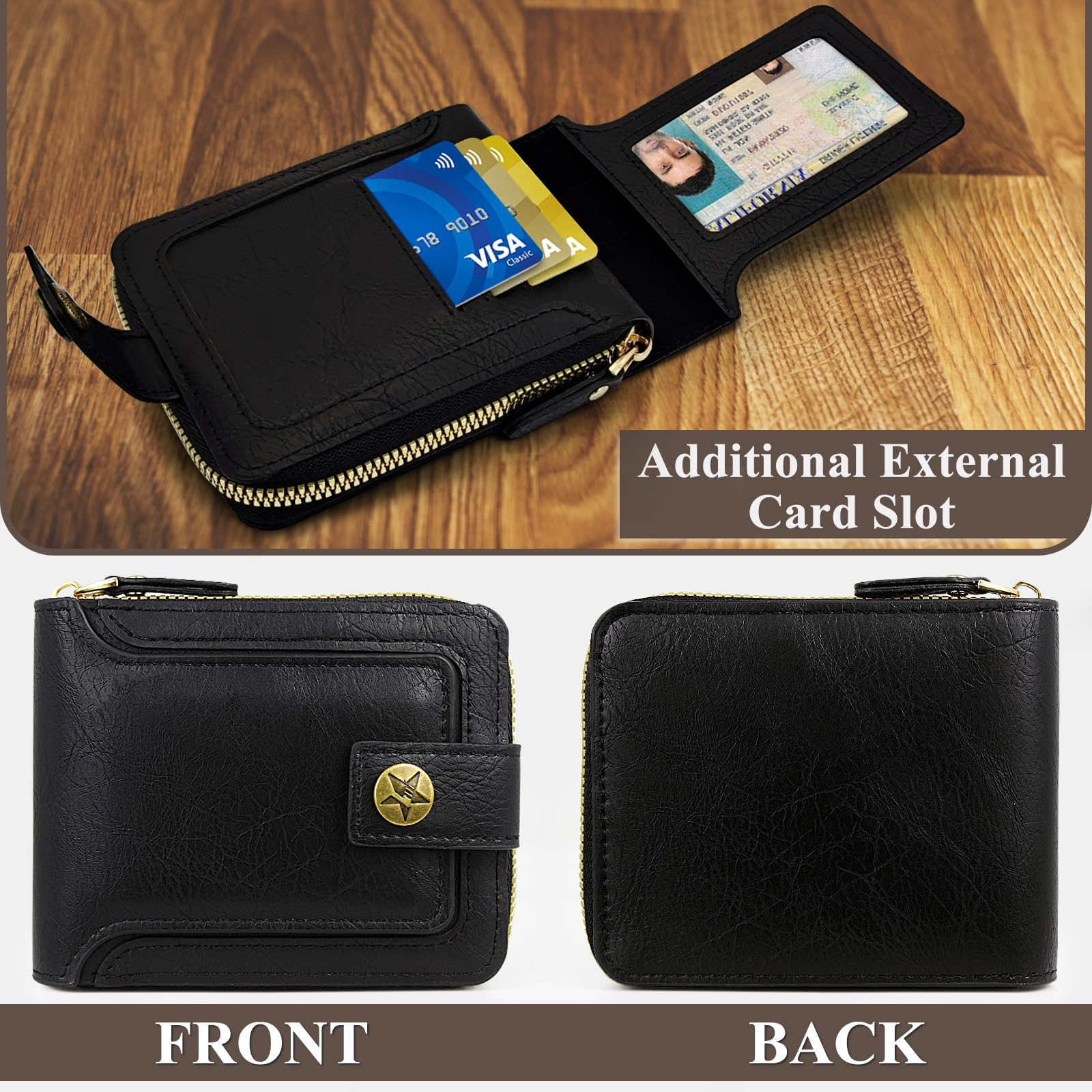adistylinno-men-s-wallet-portefeuille-homme-noir-zip-9-cartes image 3