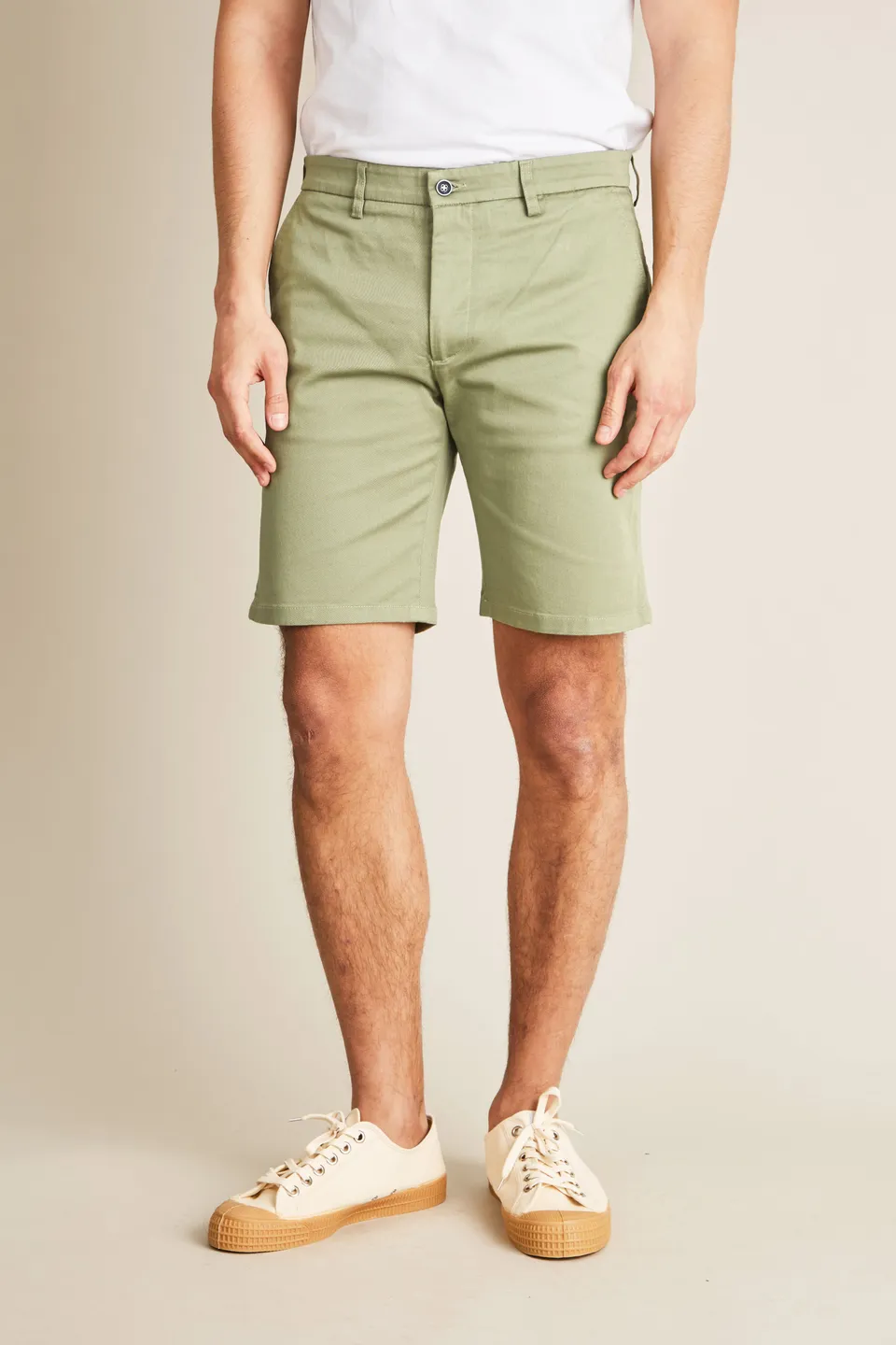 le-pantalon-bermuda-short-vert-tilleul-coton-stretch image 1