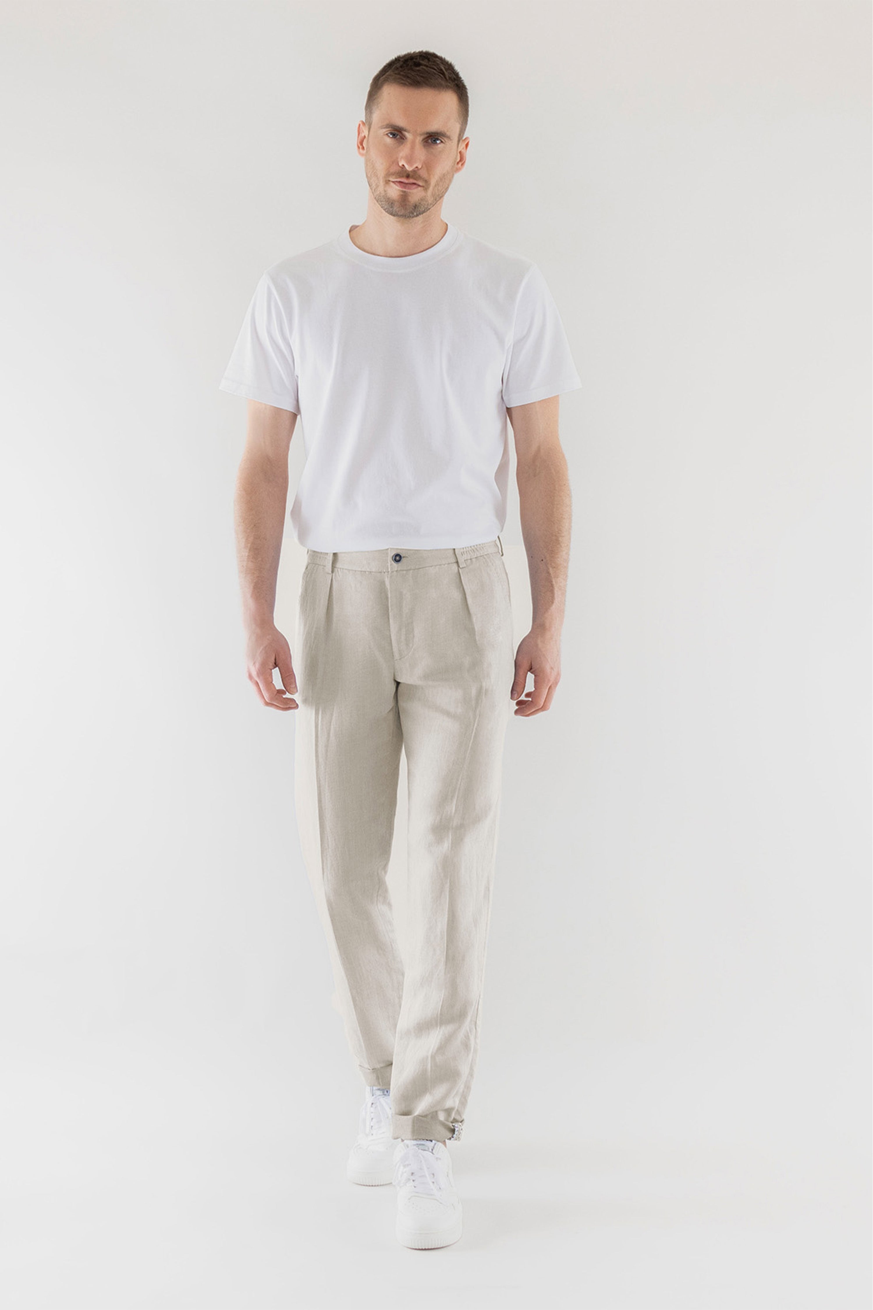 le-pantalon-pinces-pantalon-homme-gris-clair-lin-lyocell-taille-42 image 4