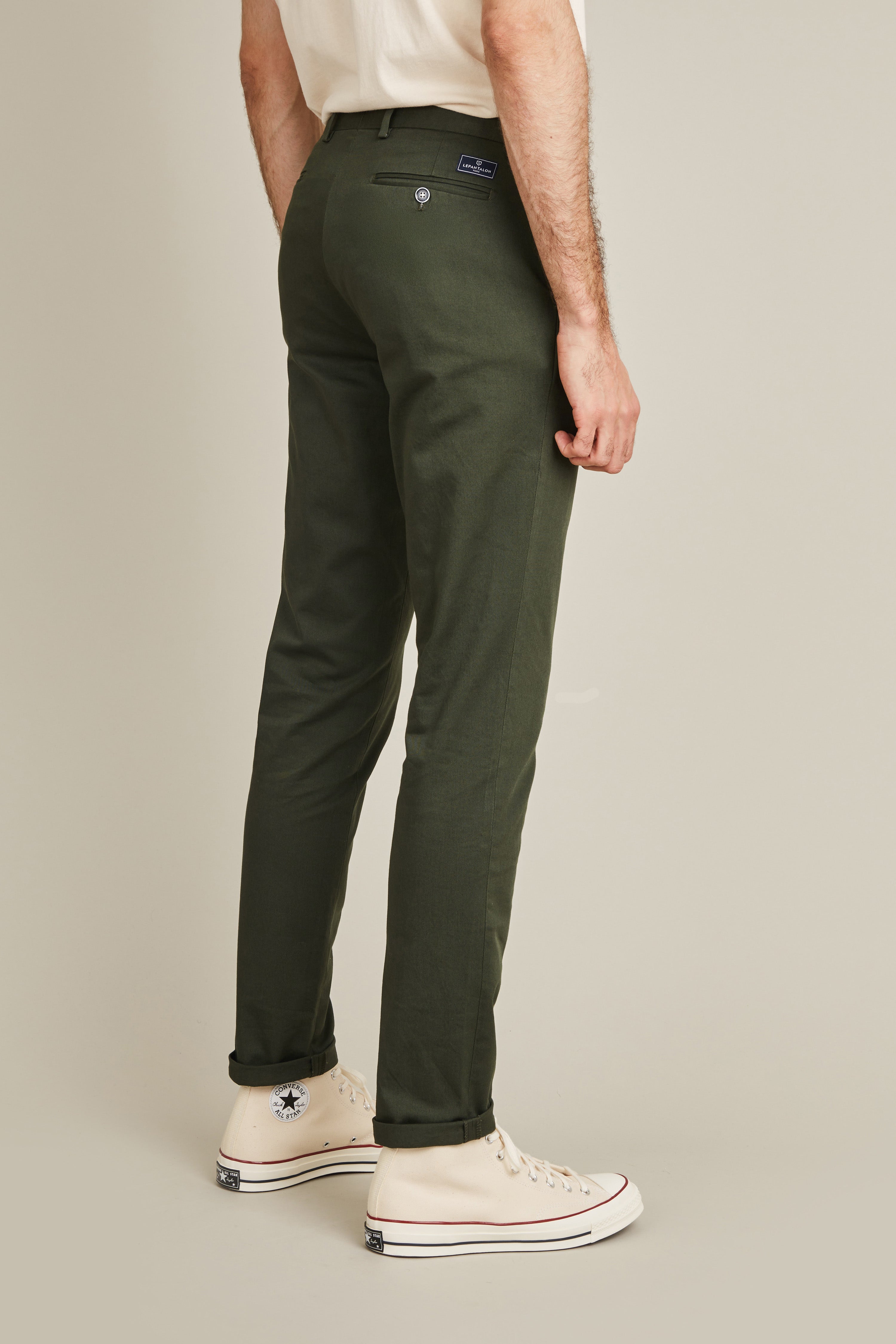 le-pantalon-chinos-homme-chino-vert-sapin-coton-semi-slim image 5