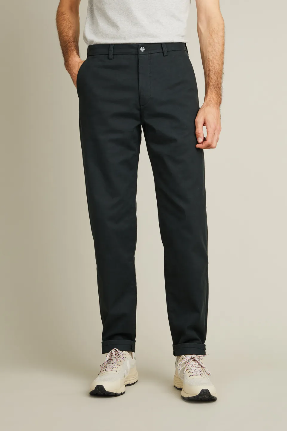 le-pantalon-chinos-homme-droit-vert-anglais-stretch image 1