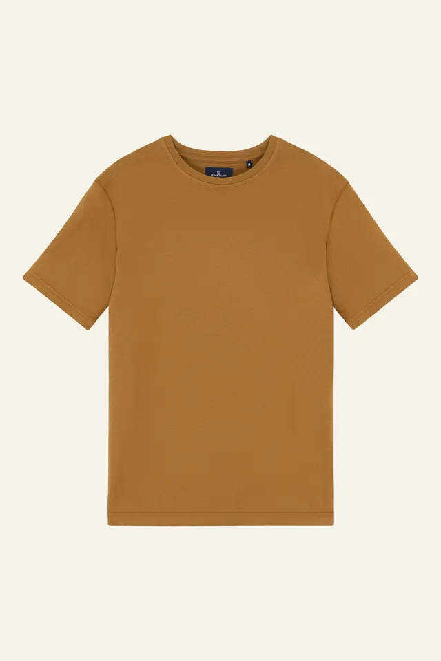 le-pantalon-tee-shirt-coton-lin-caramel-t-shirt-col-rond image 1
