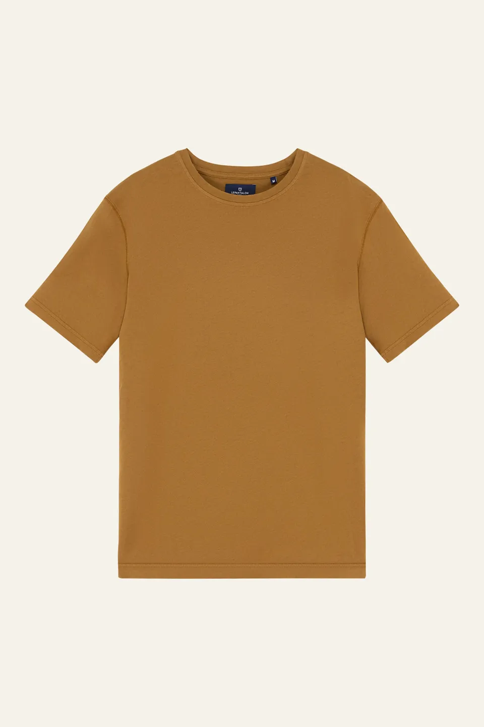 le-pantalon-tee-shirt-coton-lin-caramel-t-shirt-col-rond image 1