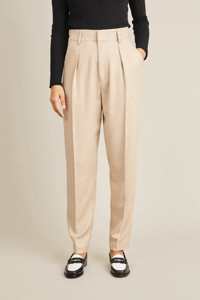 le-pantalon-flanelle-pantalon-femme-beige-cigarette-laine image 1