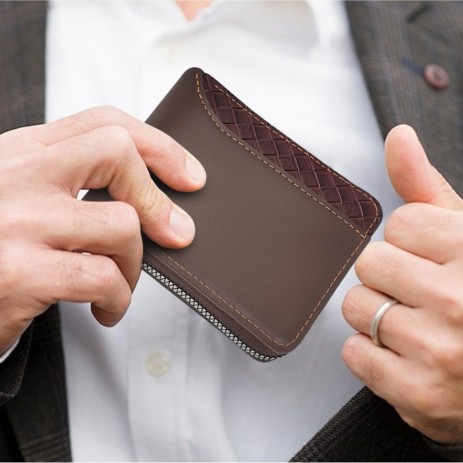 adistylinno-men-s-wallet-portefeuille-homme-marron-zip-losange image 7