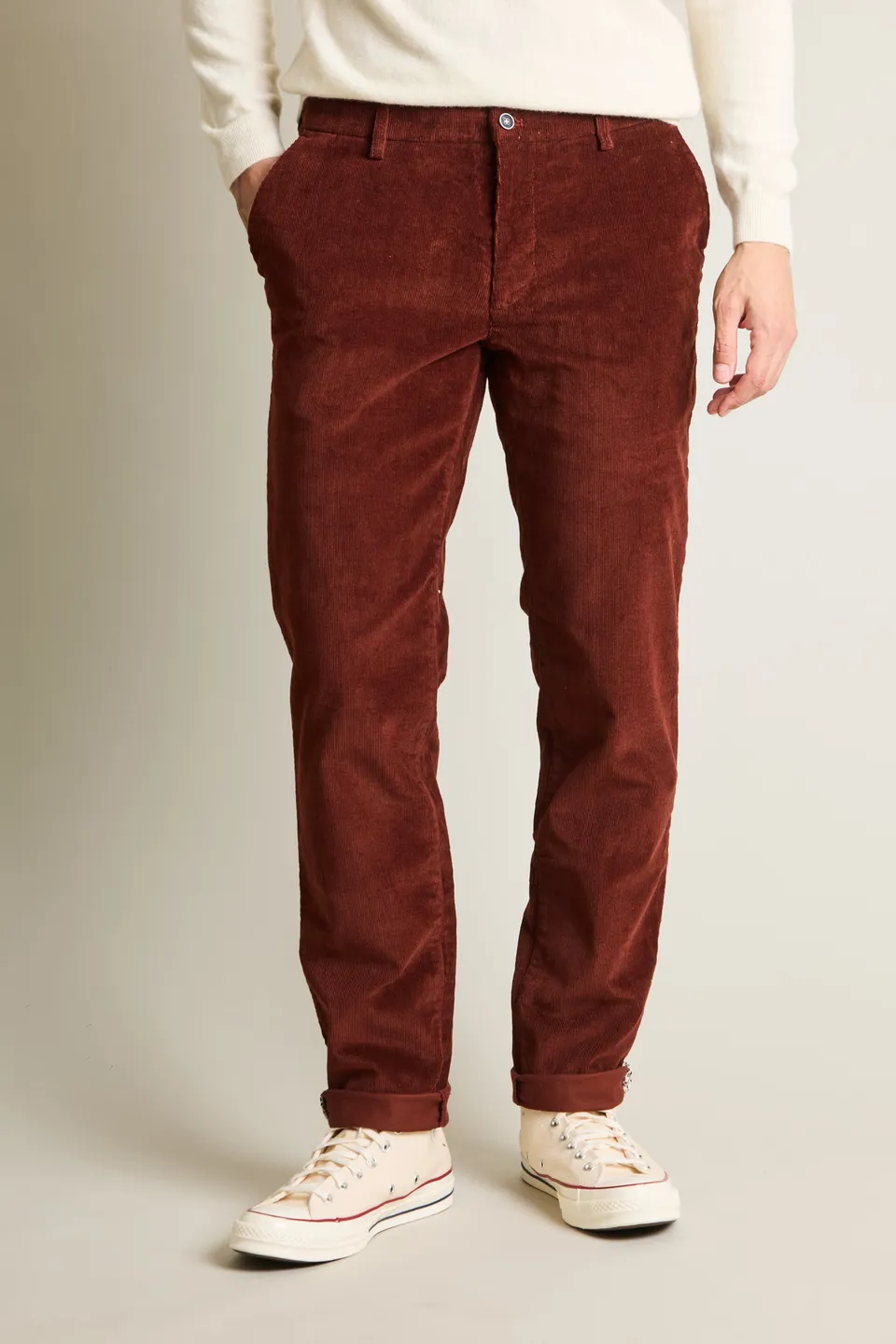 le-pantalon-chino-velours-terracotta-semi-slim-hiver image 1