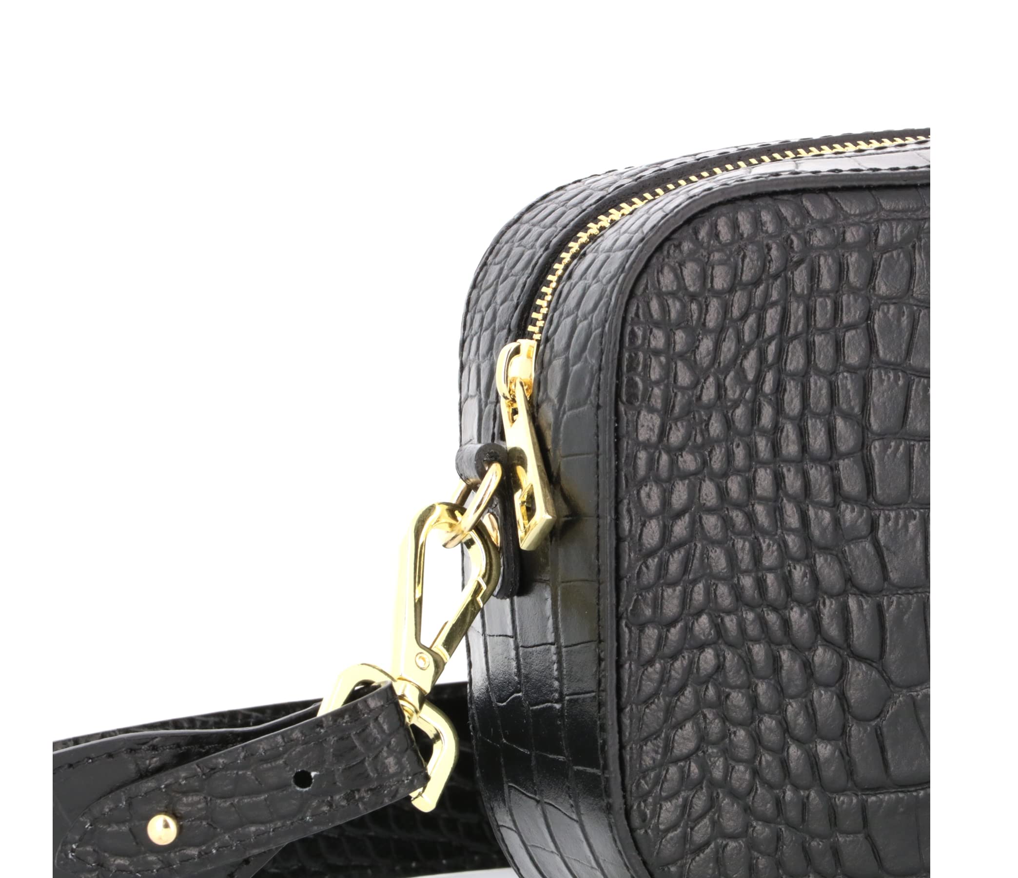 double-tree-sac-bandouli-re-camera-cuir-croco-noir image 6