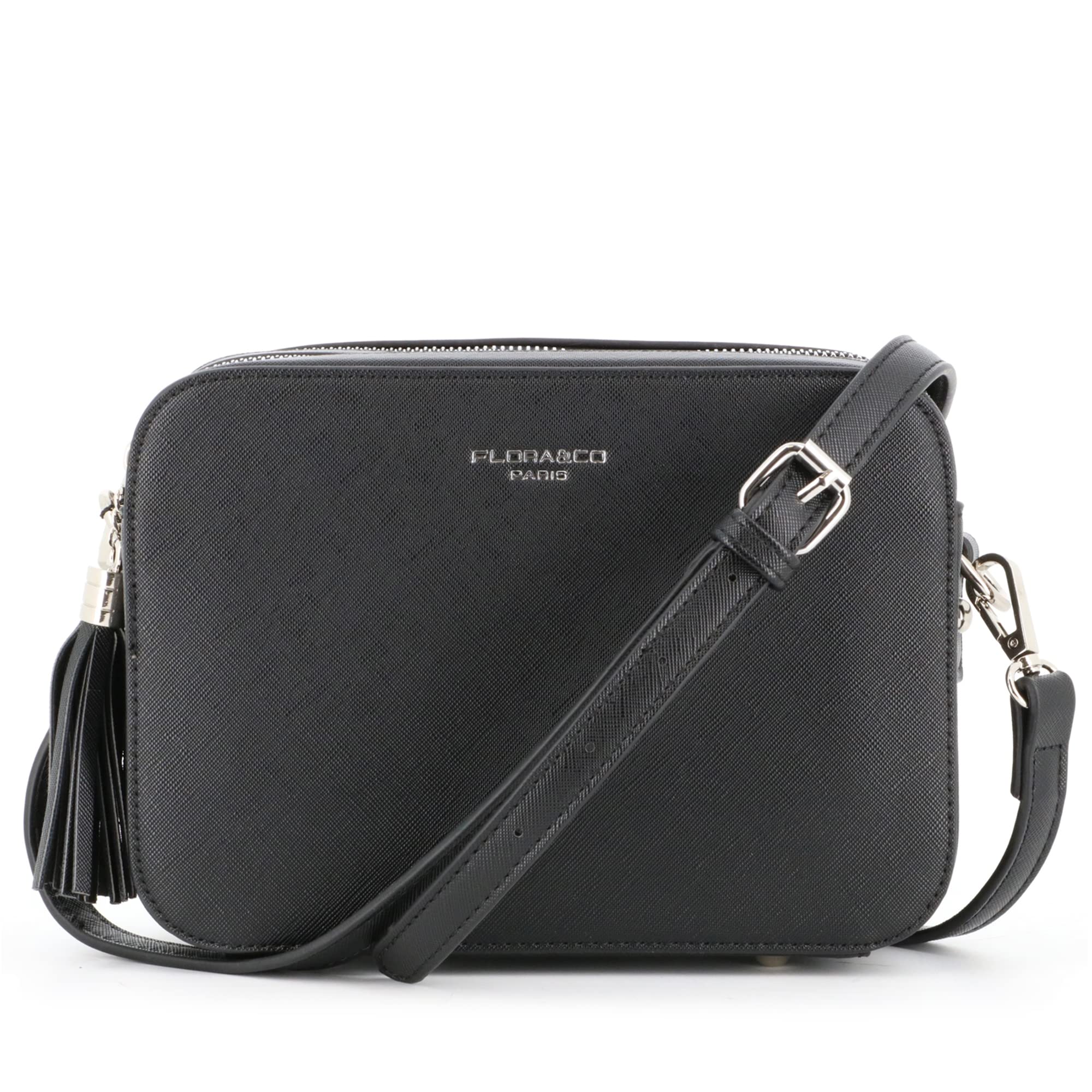 flora-co-sacs-bandouli-res-sac-bandouli-re-noir-saffiano image 1